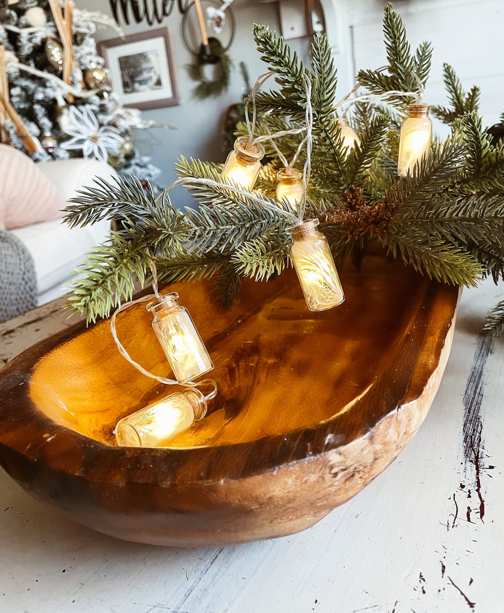 Photo 1 of Indoor Versatile and Decorative 6ft. Feather in A Glass Bottle String Lights