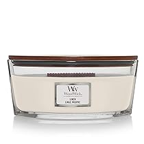 WoodWick Candela profumata Ellispe con stoppino crepitante | Linen | Durata della fragranza: fino a 50 ore