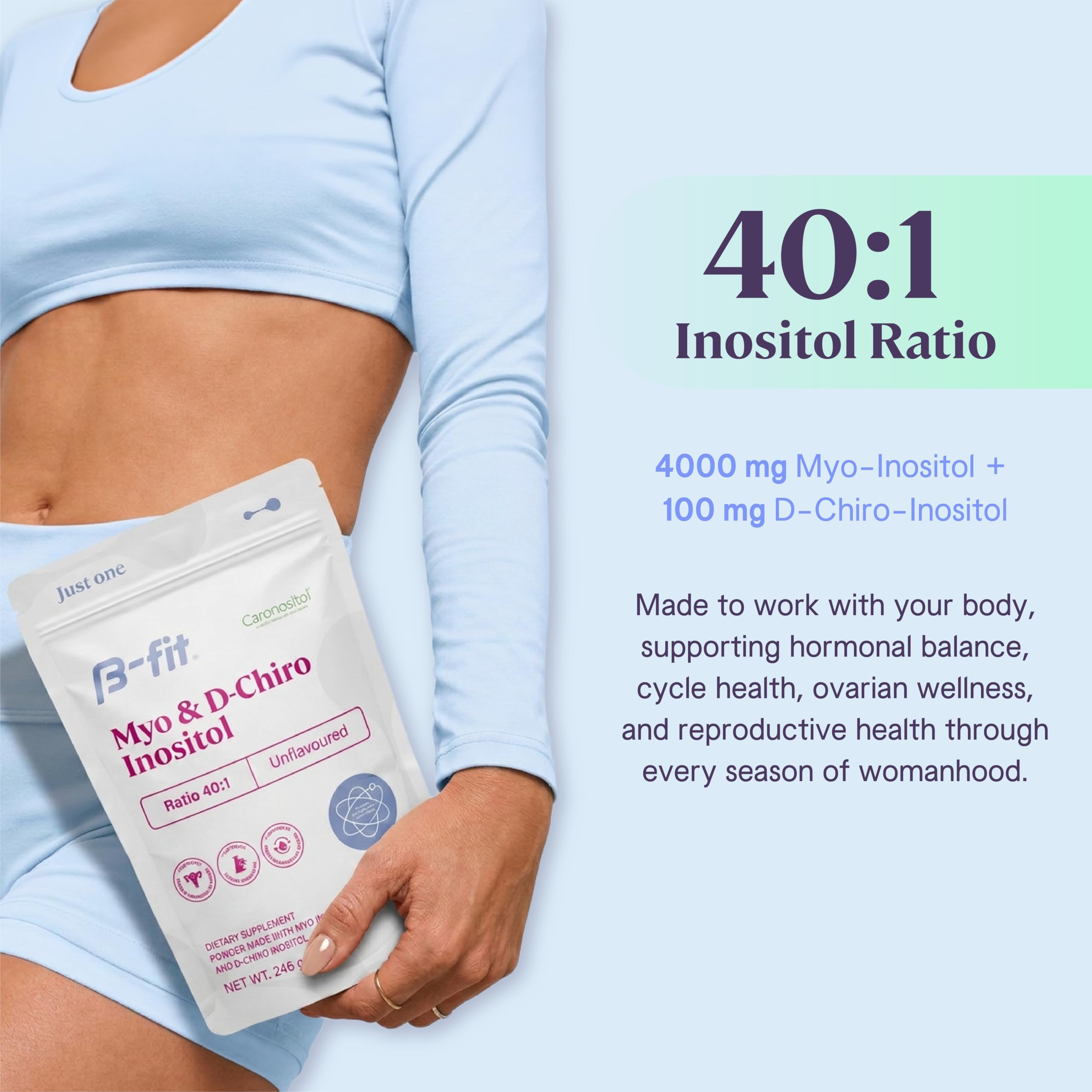 B-fit Inositol Supplement for Women, Myo & D-Chiro 40:1, 60 Servings 2 Mo — Amazon image 4