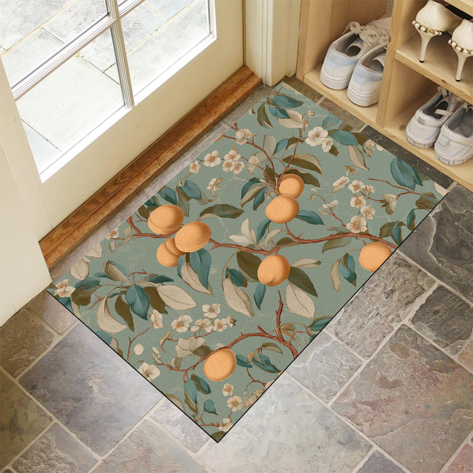 Tapete de cocina y dormitorio lavable con estampado de plantas pastorales de 50x80cm