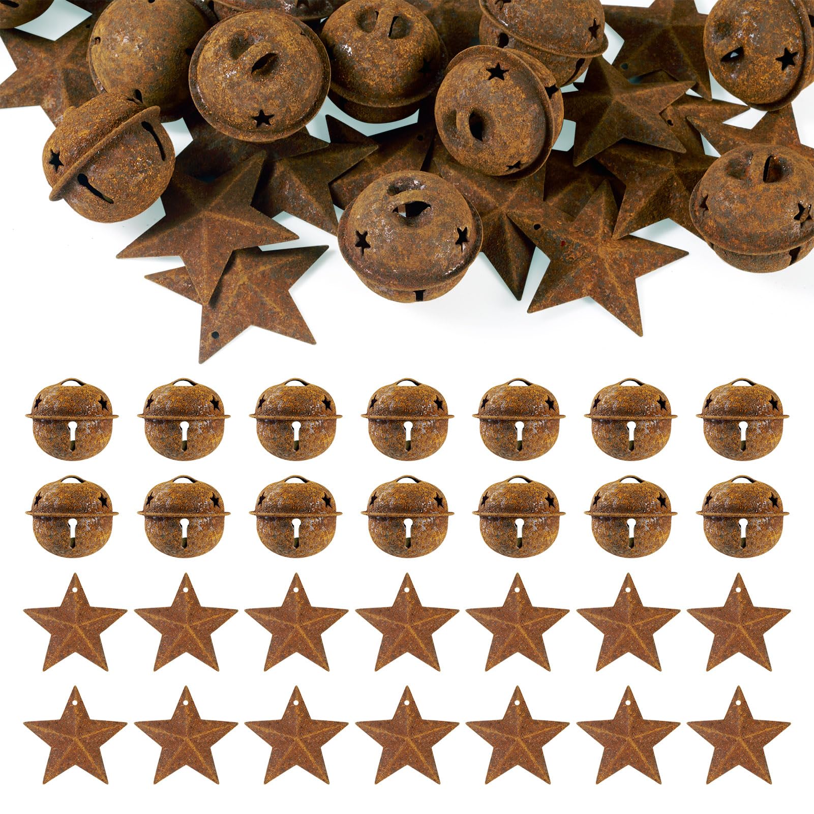 Crafans 40 adornos vintage cascabeles estrella Navidad decoración árbol hogar mascotas
