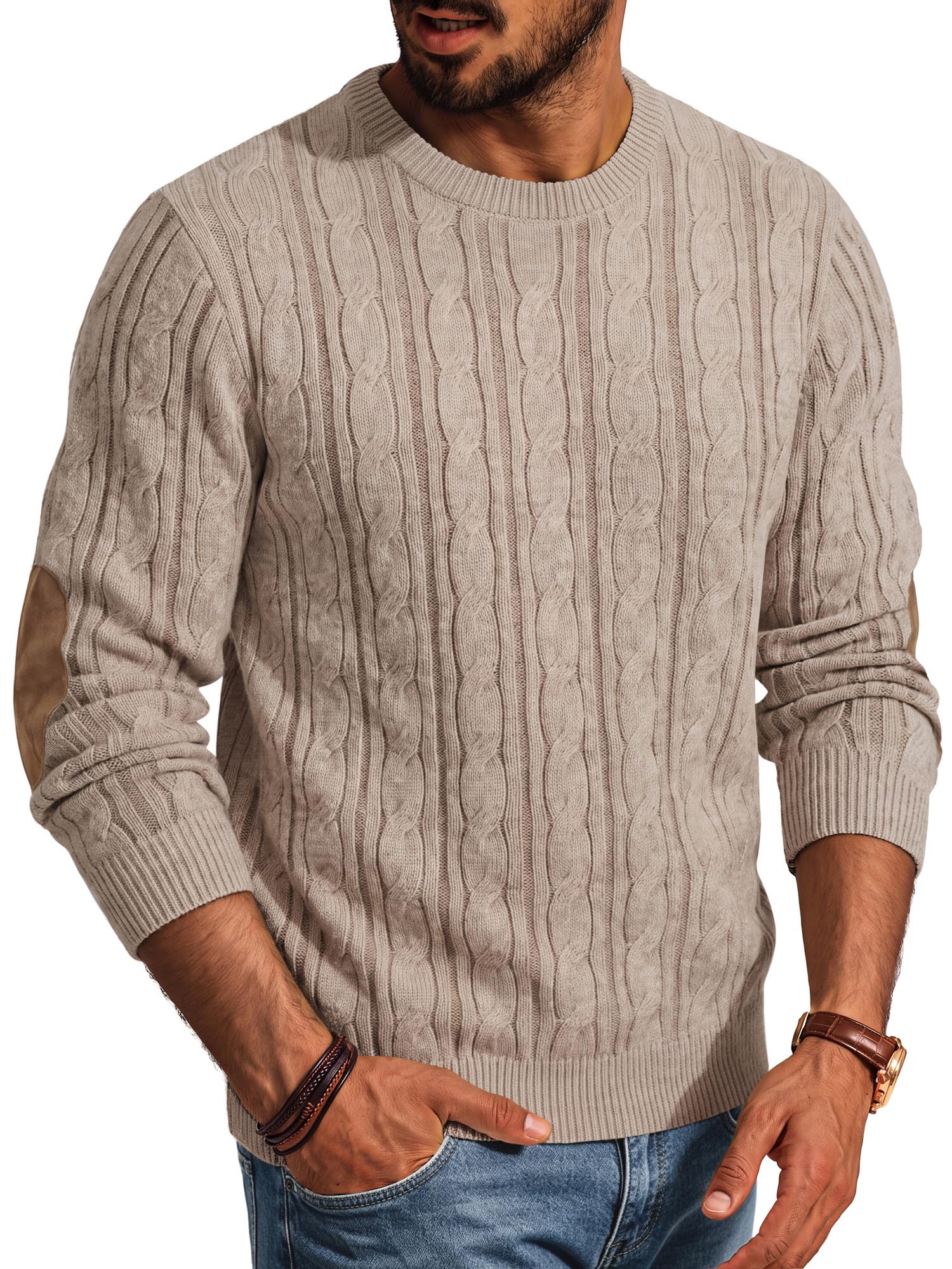 PJ PAUL JONES Maglione da uomo con scollo rotondo, a maniche lunghe