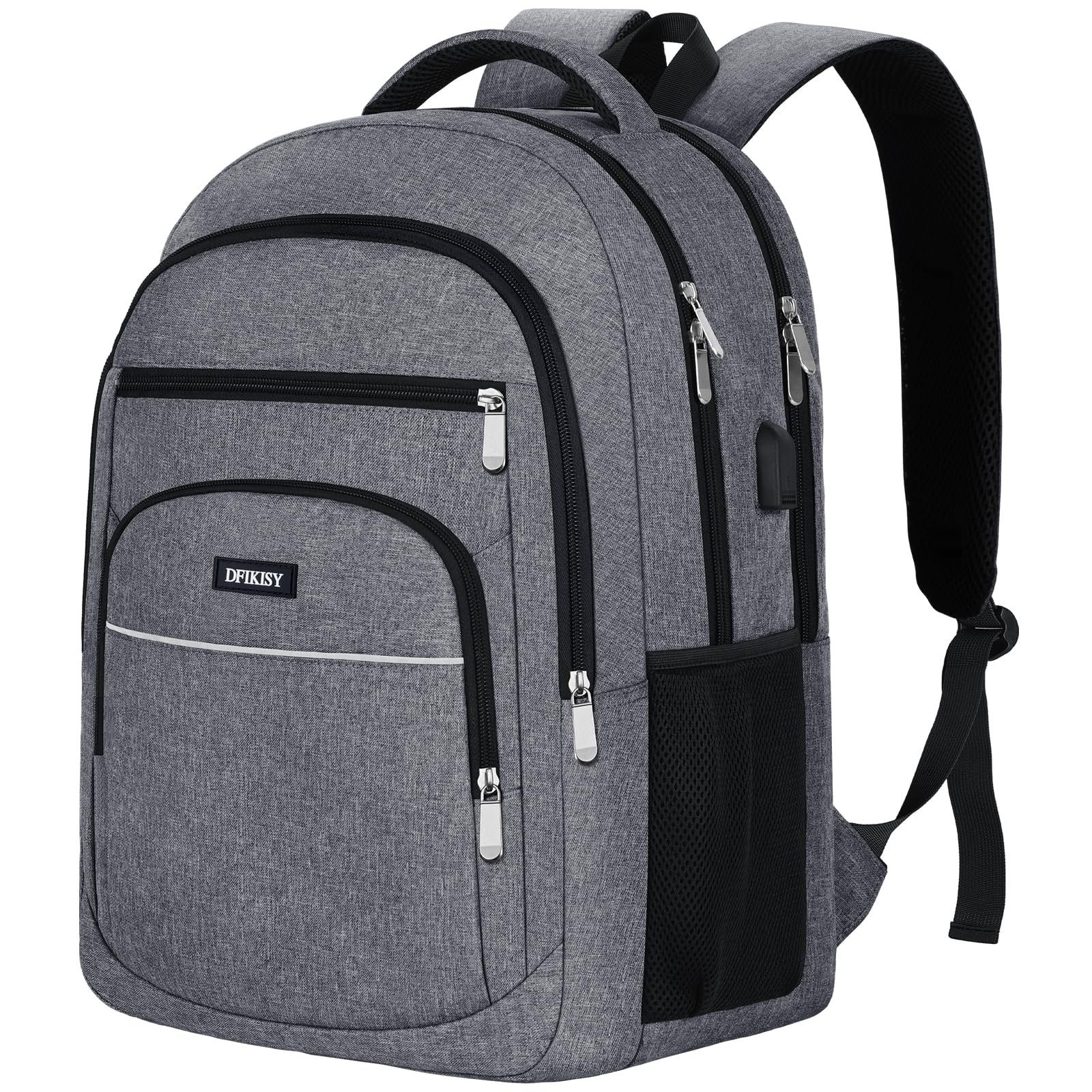 Dfikisy Groß Rucksack Herren, Laptop Rucksack Wasserdicht 17,3 Zoll Schulrucksack Laptoptasche mit USB Ladeanschluss Anti Diebstahl Business Arbeit Reisen Rucksack für Teenager Jungen herren damen