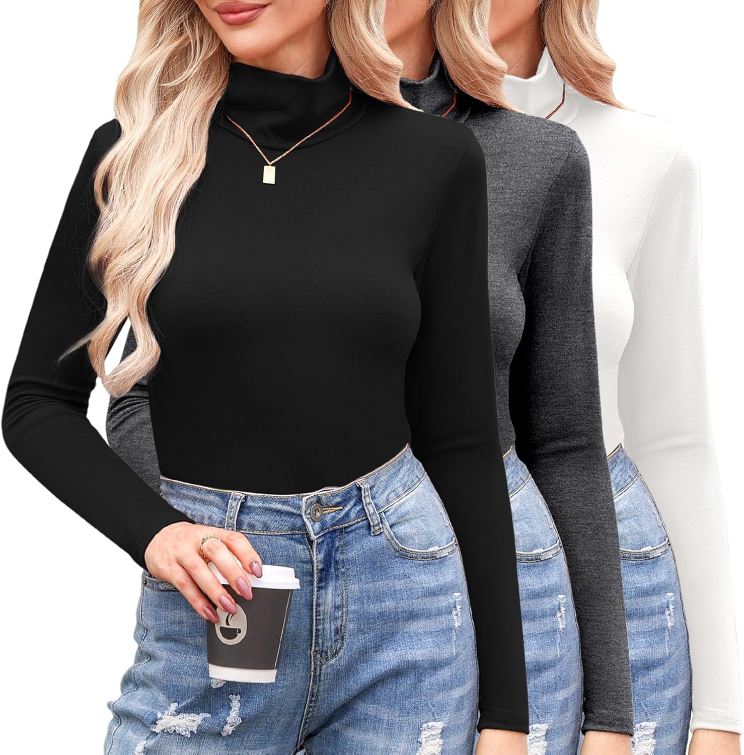 Womens Turtleneck Long Sleeve Layer Top