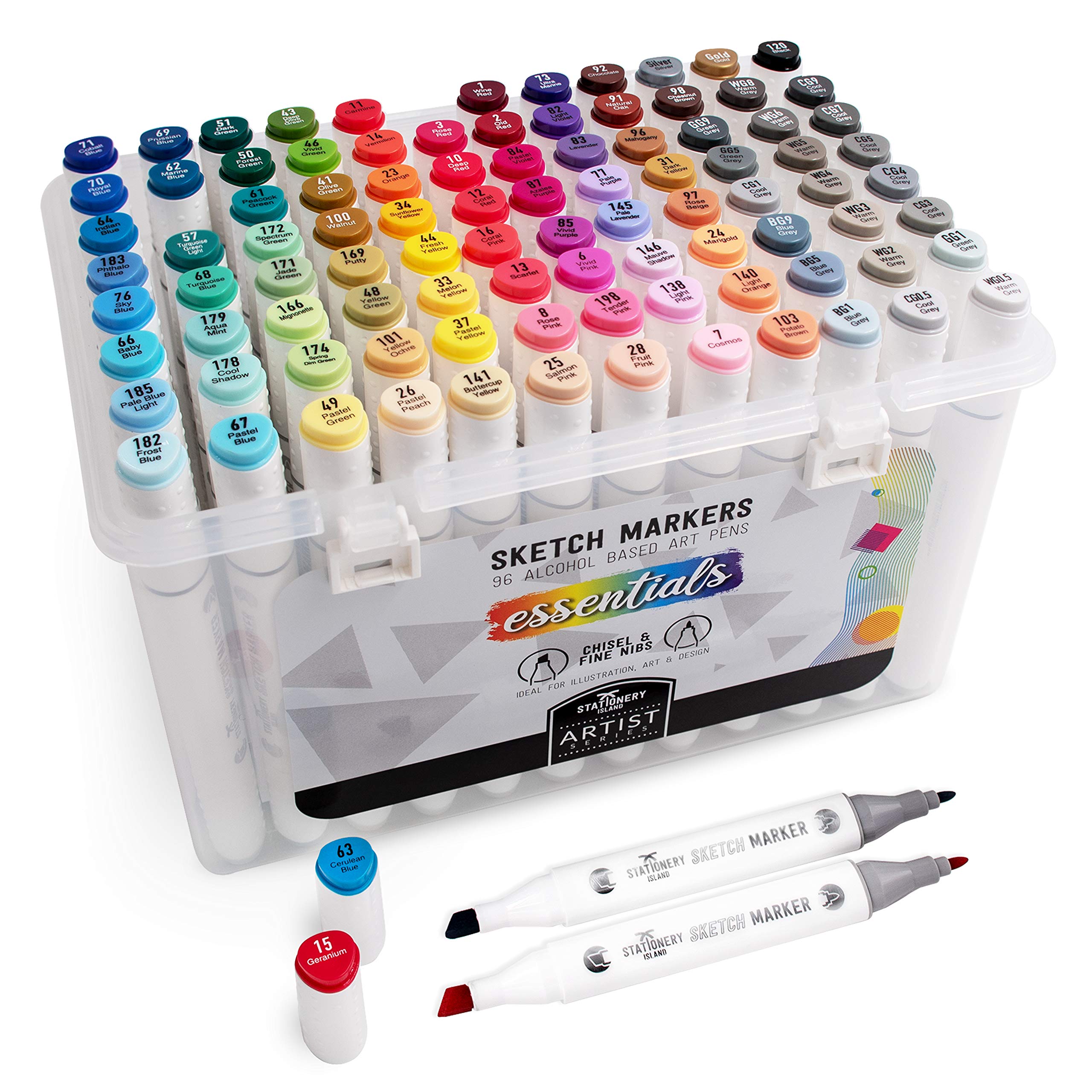 Stationery Island Essential Colours Sketch Markers Set of 96 Carry