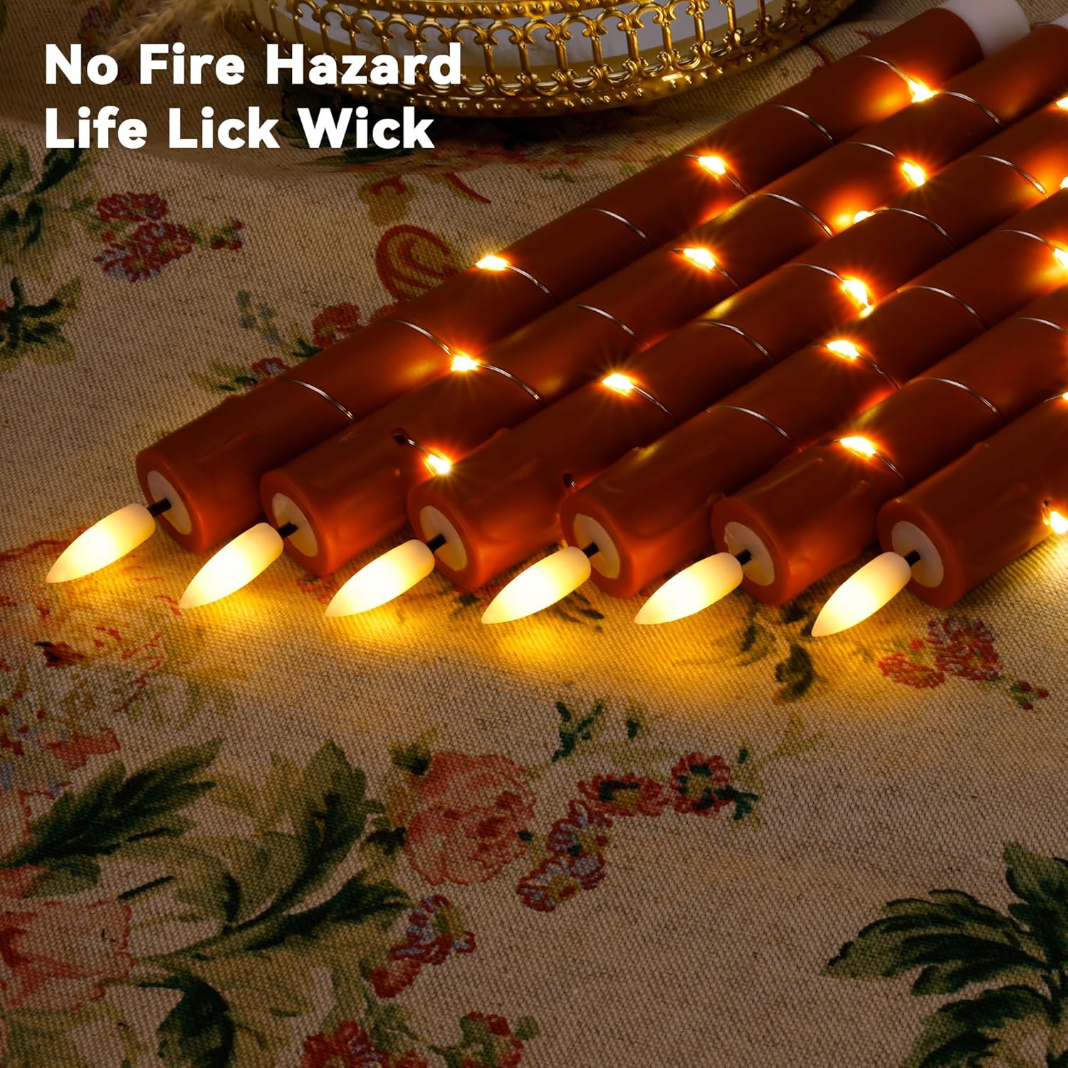 3 Pack Red Flameless Taper Candles with Warm LED Flame and Built-in Starry String Lights – 10 Inch Battery Operated Window Candles with Remote Control and Timer for Christmas, Party or Home Decor