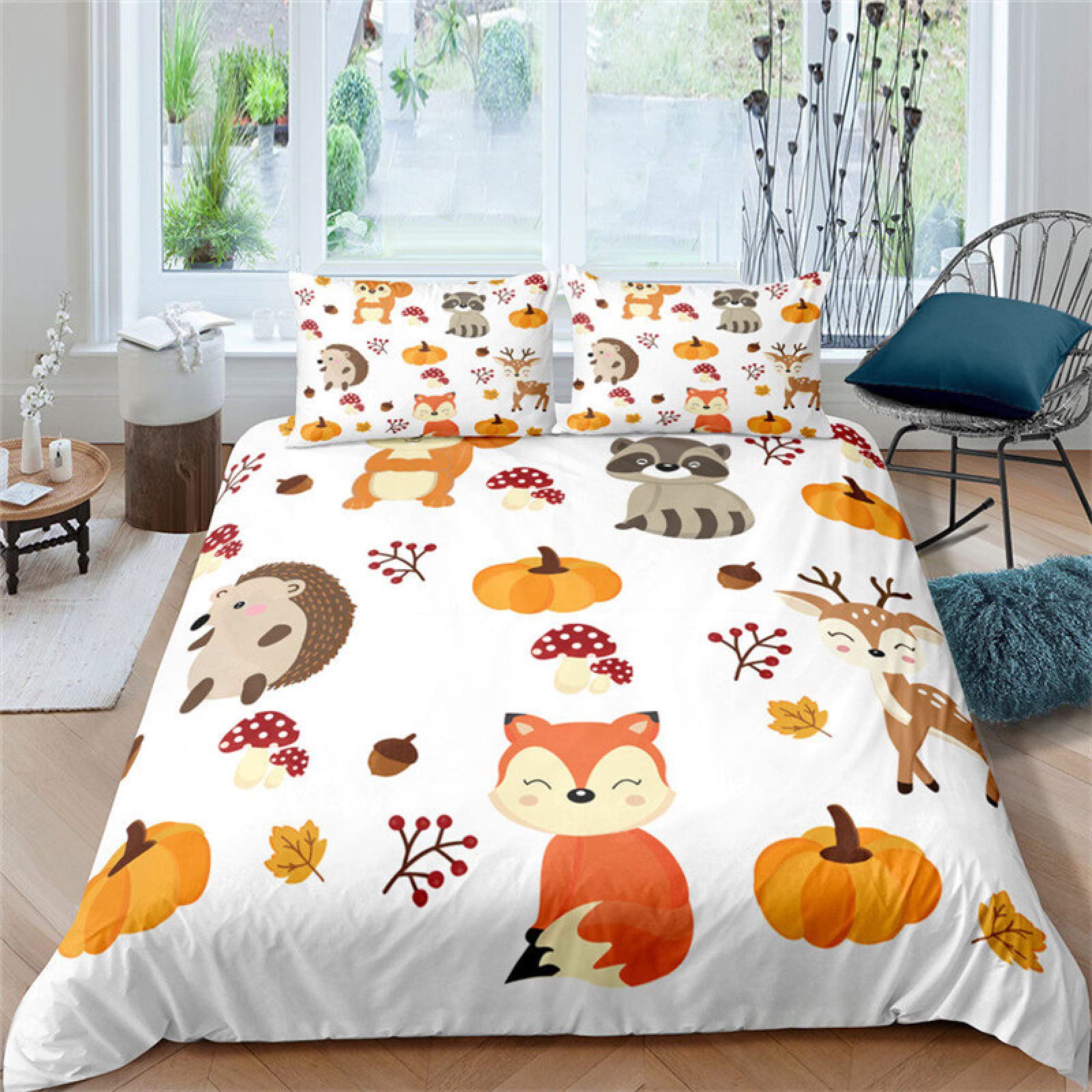 Housse De Couette 200x200 Cm Hérisson 3D - Microfibre Douce - 3 Pièces Avec Taies D'Oreiller 65x65 Cm - Literie Déco - 7