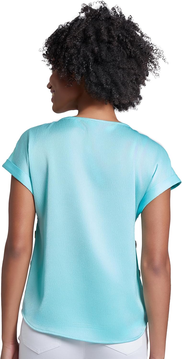 Jones New York Womens Ss Side Button Blouse - Image 2