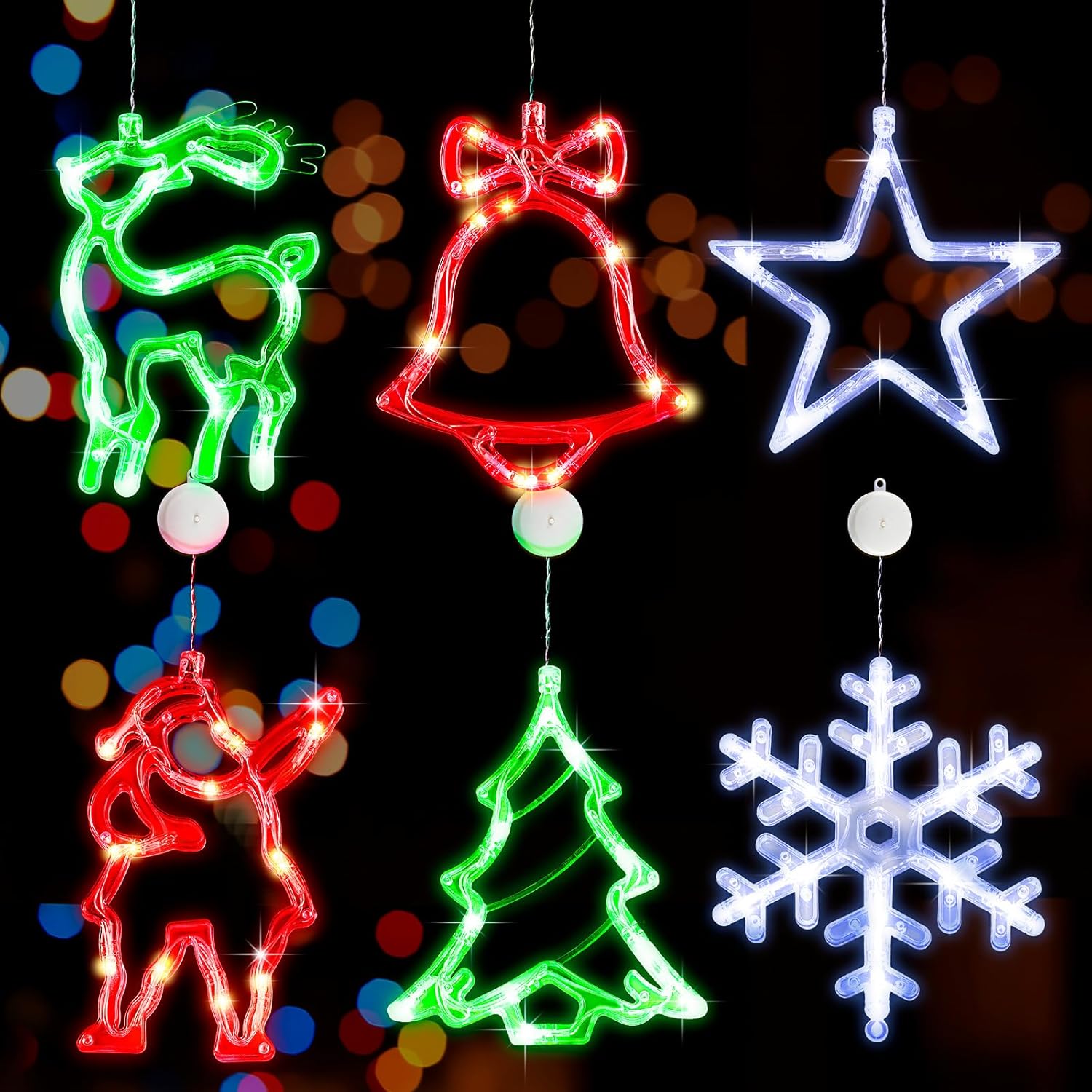 Wettal 6 Pcs Christmas Window Lights Battery Operated Christmas Indoor
