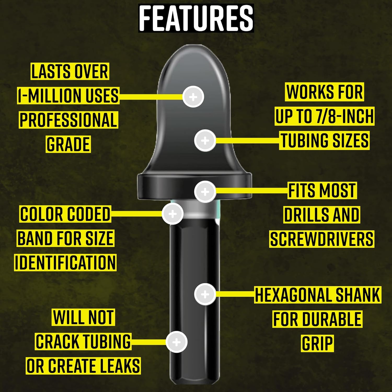 SPIN S6000 6-Piece Drill Bit Swaging Tool Set 1/4, 3/8, 1/2, 5/8, 3/4, 7/8-Inch
