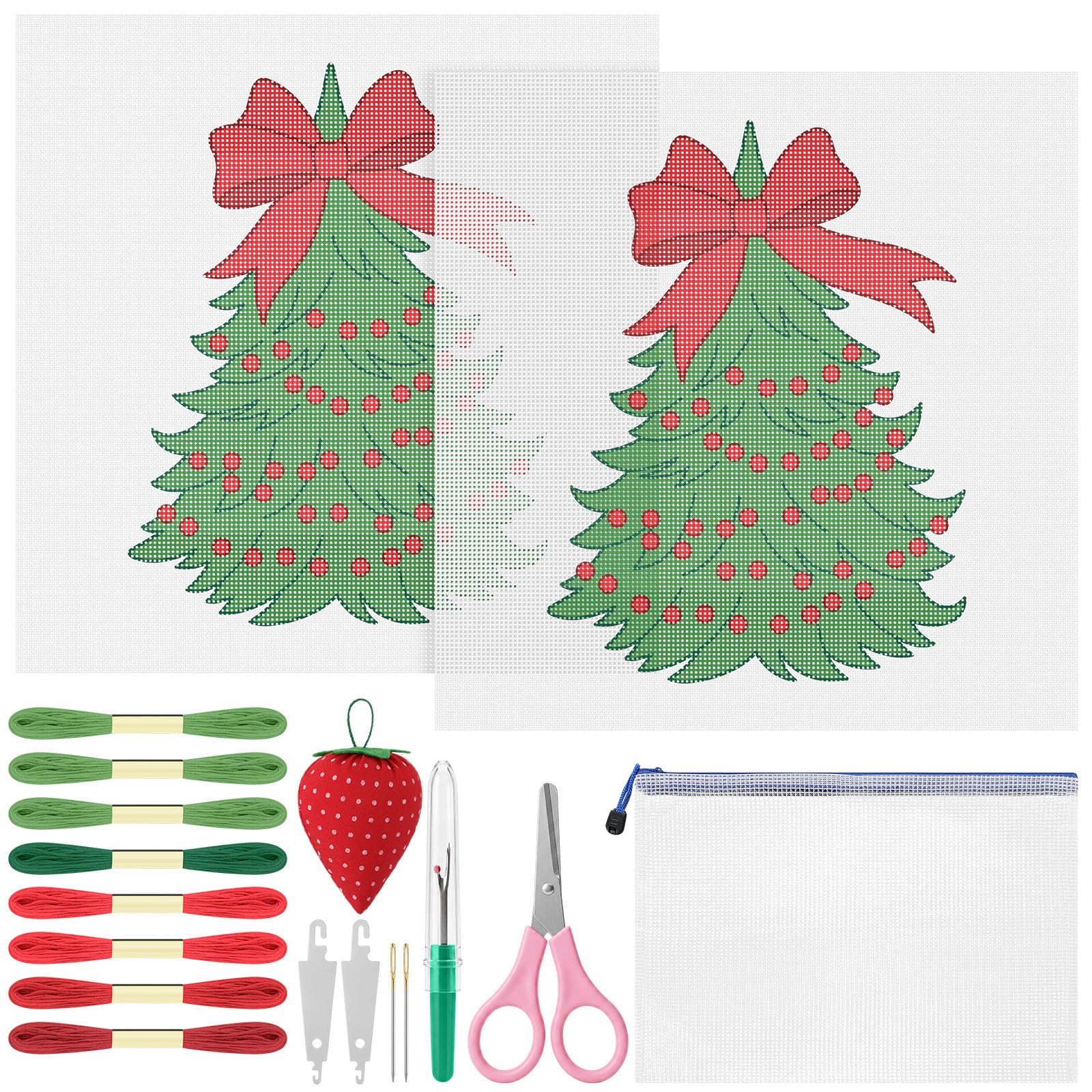 XunYee 21 Pcs Christmas Tree Needlepoint Kit for Beginners Adults Starters