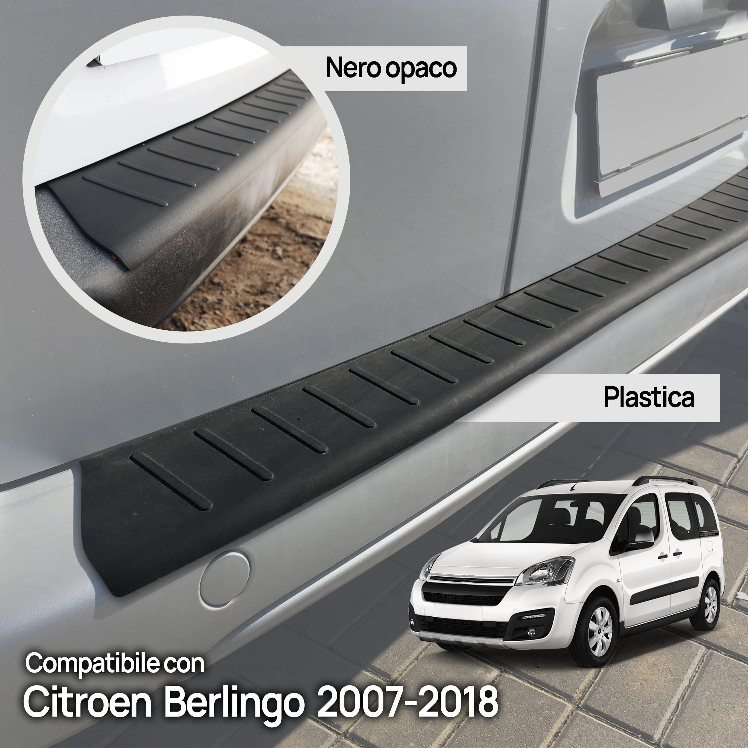 CHROMEMASTER | Protezione paraurti Posteriore | Compatibile con Citroen Jumpy 2016- ; Acciaio INOX spazzolato, Argento opaco; Protezione paraurti protegge la vernice del paraurti dai graffi