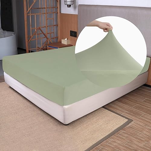 Sábana bajera ajustable suave y elástica de tamaño King, de punto de jersey y acogedora como una camiseta, elástico en 4 direcciones y sin arrugas,
