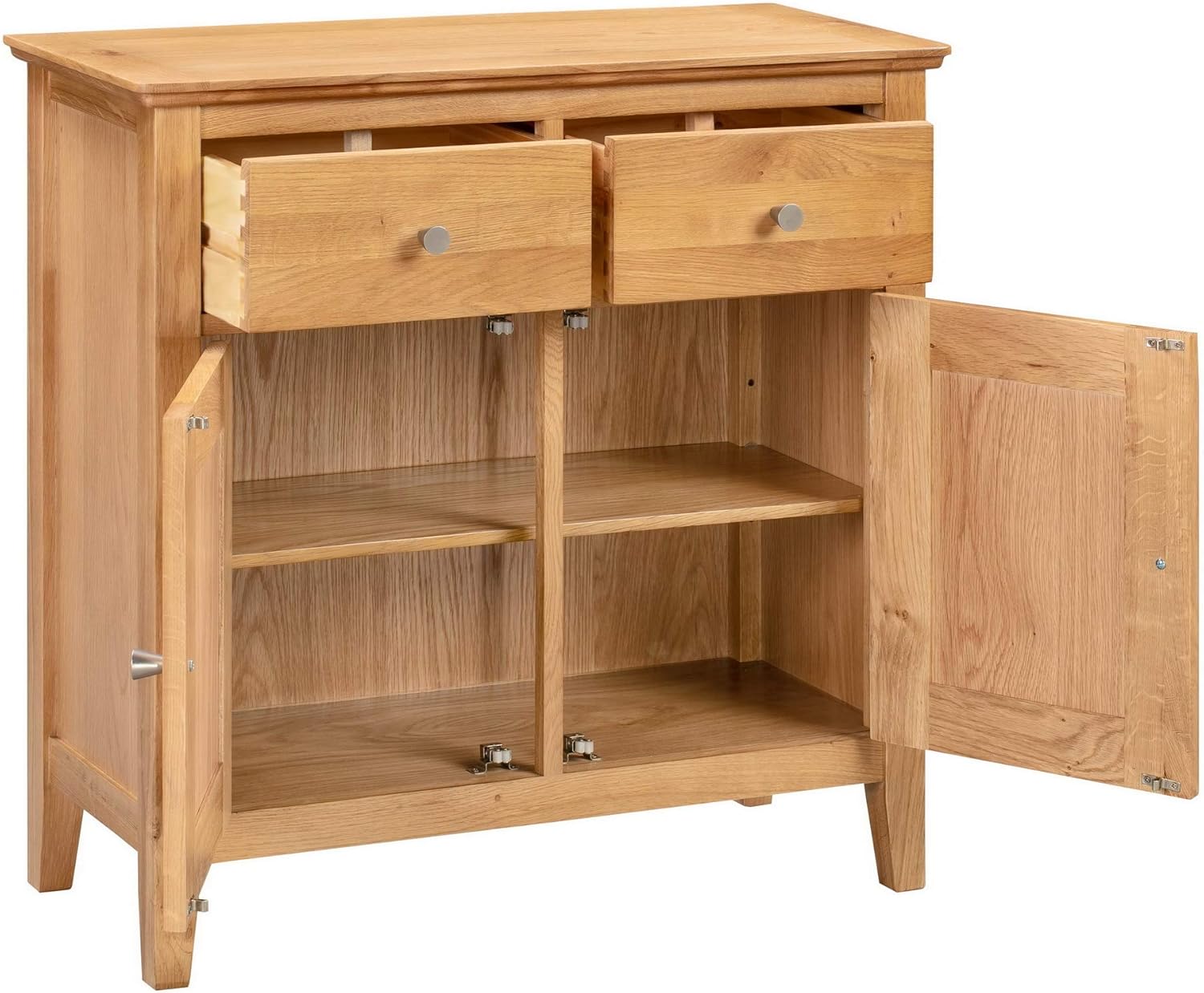 Hallowood Furniture Hereford Oak Small Sideboard Storage Cabinet with 2 Drawers, Cupboard & Adjustable Shelf - Image 5