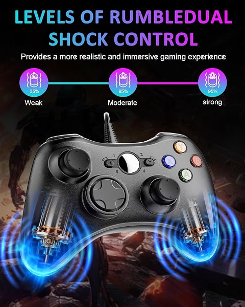 Suoxiom Wired Controller for Xbox 360 PC, USB Gaming Gamepad with Ergonomic Design, Plug & Play Dual Vibration Controller Compatible with Xbox 360 & Windows 10/8/7/XP - 4