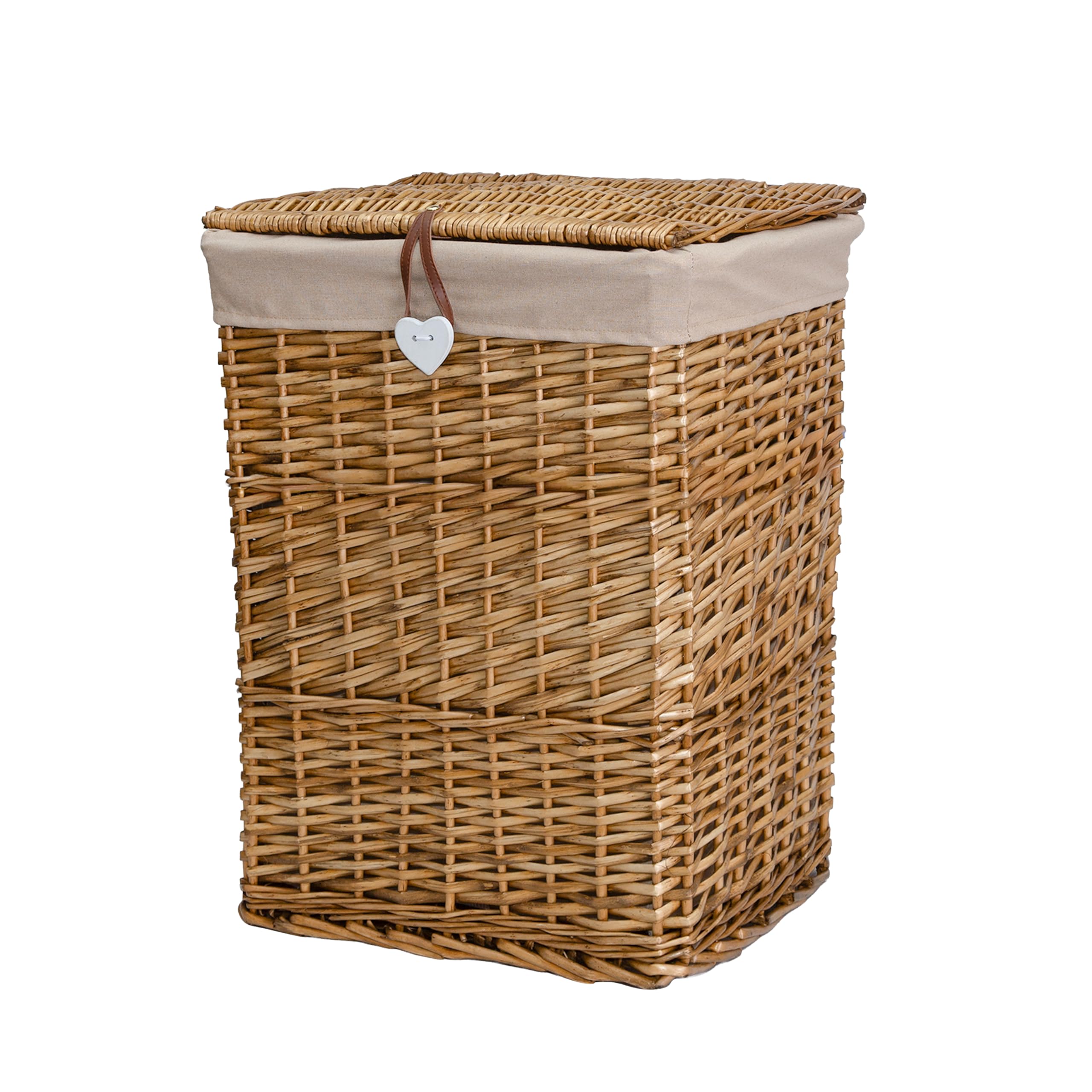 Wickerfield Large Brown Wicker Laundry Basket with Lid and Removable Lining