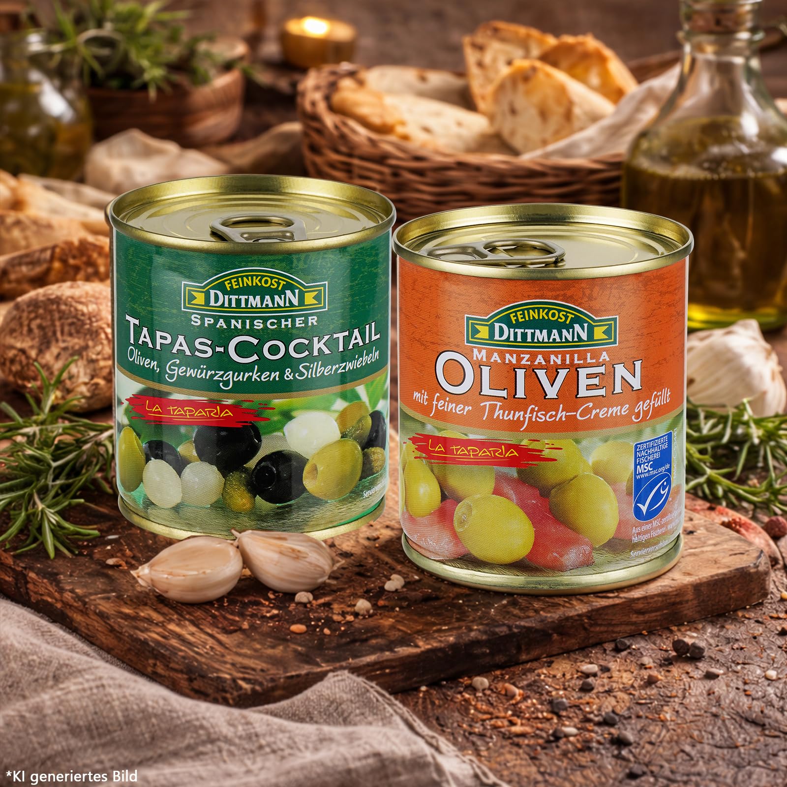 Feinkost Dittmann Oliven & Tapas Mix – 8er Set Manzanilla Oliven | gefüllt mit Chili, Sardellen, Thunfisch, Zitrone, Knoblauch, Blauschimmelkäse + Spanischer Tapas-Cocktail