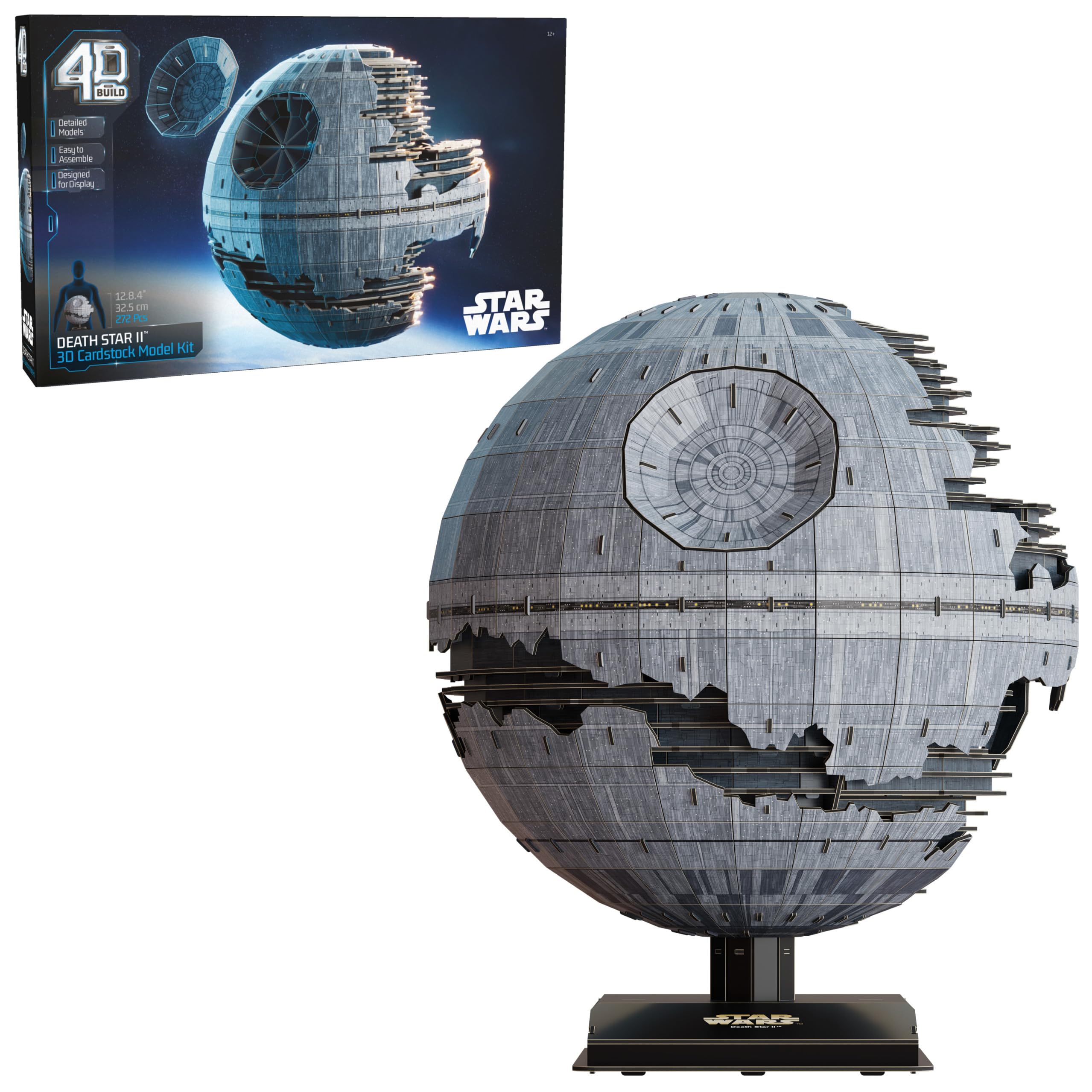4D Build, Kit de maquette de carton Star Wars Star de la Mort II, 272 pièces | Jouets Star Wars pour la décoration de bureau pour adultes et enfants à partir de 12 ans