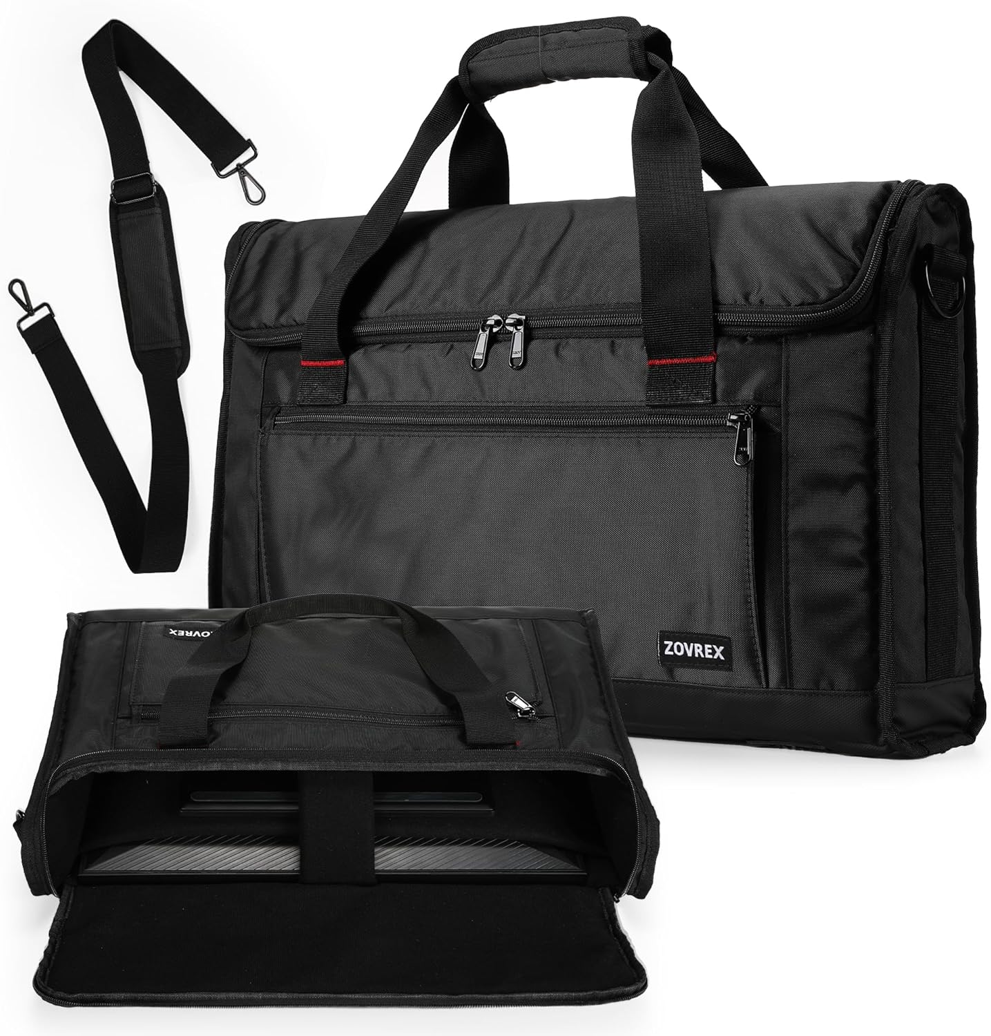 Portable Monitor Carrying Case for 15.6" to 17.3" Monitors — Fits 2 Monitors — Structured Travel Bag with Padded Protection Shoulder Strap and Luggage Sleeve for Portable Monitors