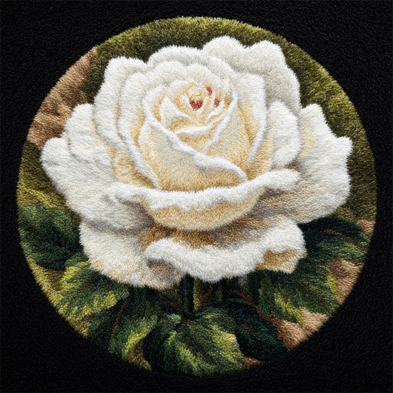 Kitquiver Rug Latch Hook Craft Kits White Roses 100x100cm