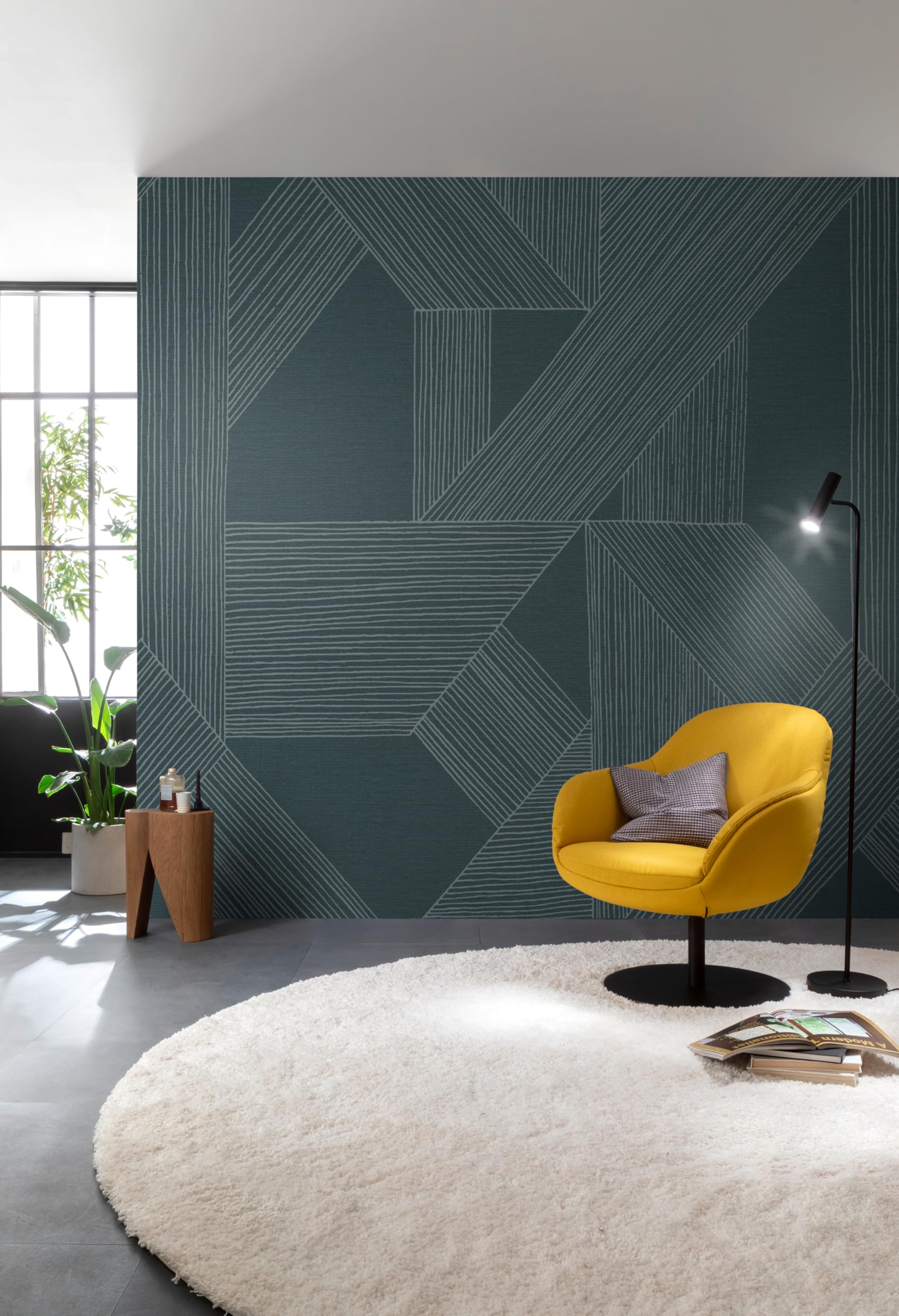 SCHÖNER WOHNEN-kolekcja fototapeta XXL LINES 366808 z geometrycznym motywem w kolorze niebieskim - 3,00 m x 2,65 m