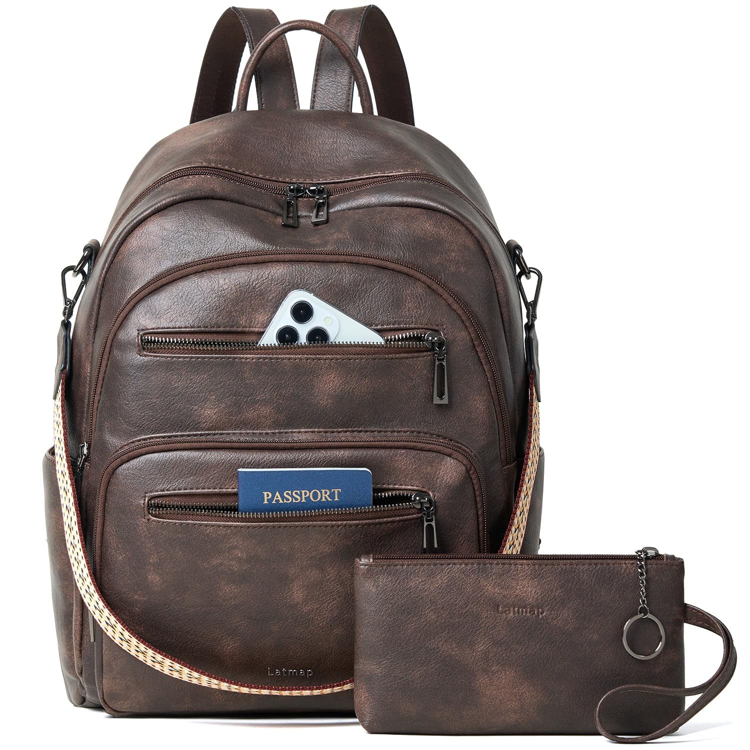 LATMAP 43L Lederrucksack Damen, Rucksackhandtaschen für Frau