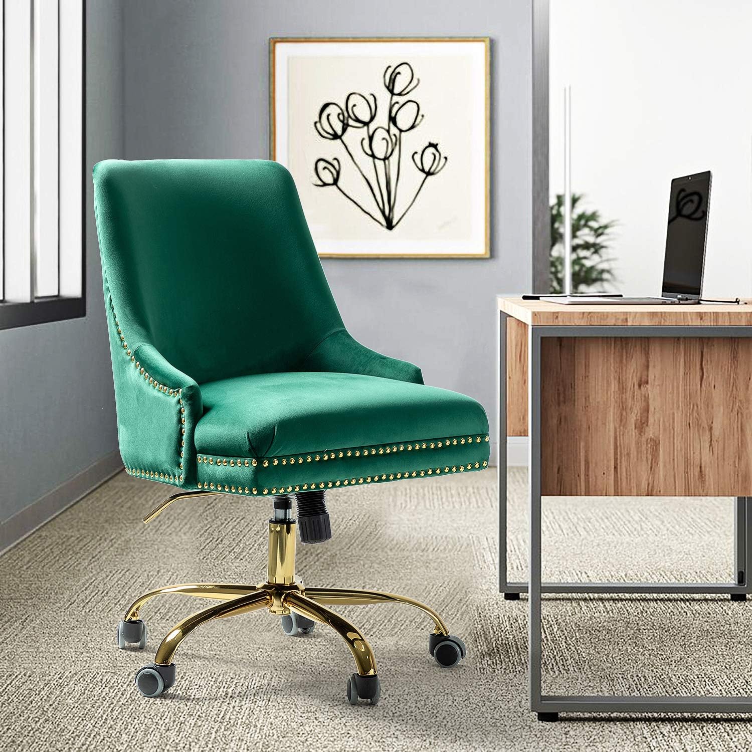 Buy Bella Velvet Fabric Task Chair With Gold Base And Nailhead For Buy Bella Velvet Fabric Task Chair With Gold Base And Nailhead For