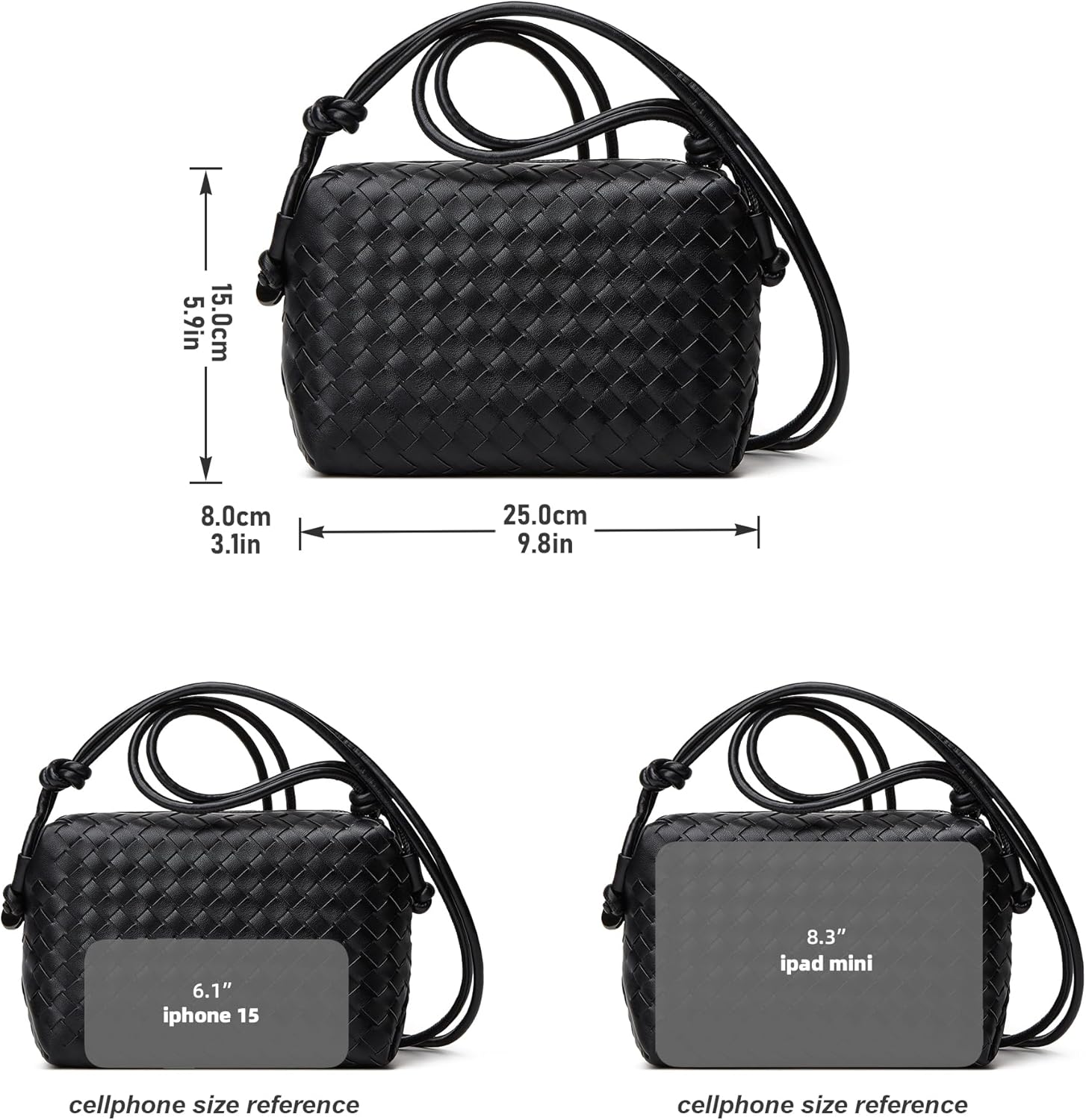 Woven Crossbody Bag for Women: Classic Handwoven Vegan Leather Bag - Effortless Minimalist & Compact for Daily Wear - Image 6