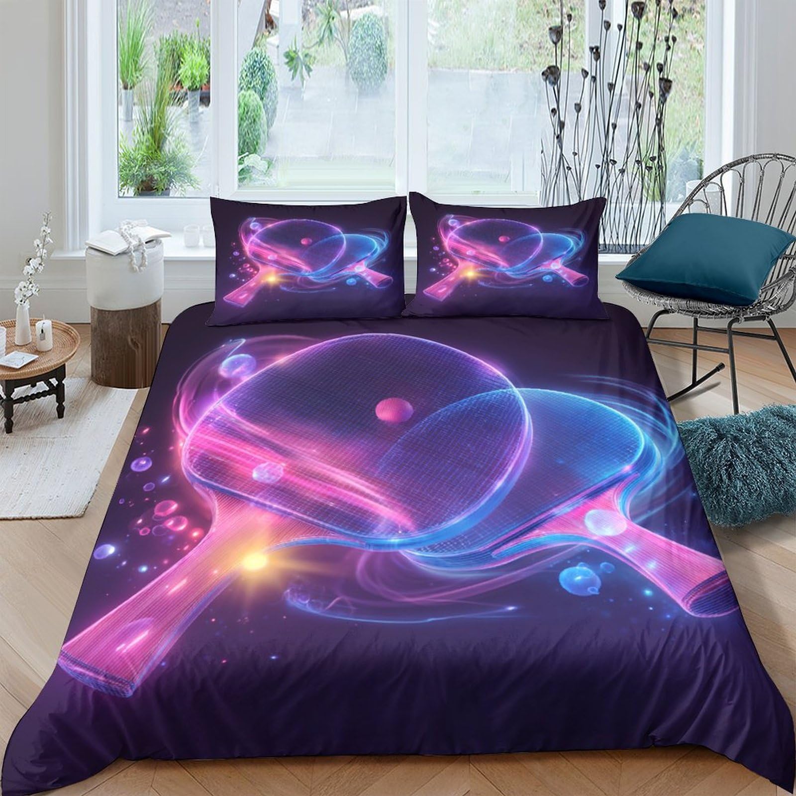 Ctjqhvkz Style-2 3D Printed Neon Galaxy Fitted Sheet Microfiber Soft Purple Blue Cosmic Nebula Mattress Cover For Bedroom Dorm Home Decor Single（135X200cm）