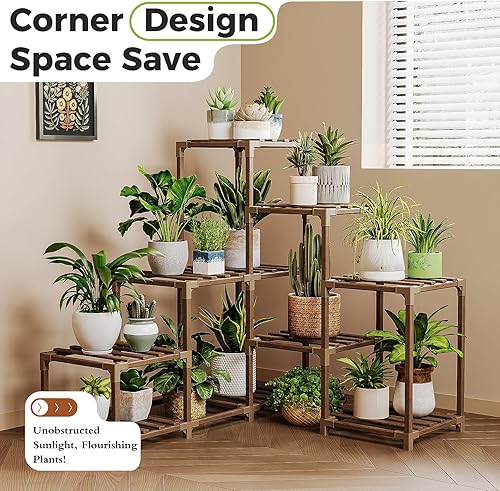 Miniatura 97 de Bamworld - Soporte grande de maderas para plantas de exterior, macetero grande para sala de estar, patio, balcón y jardín