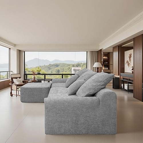 Miniatura 4 de 111.2 Inch Modern L-Shaped Sectional Sofa - Modular Couch with Adjustable Configurations, Soft Chenille Fabric, Convertible Sleeper Sofa Bed for