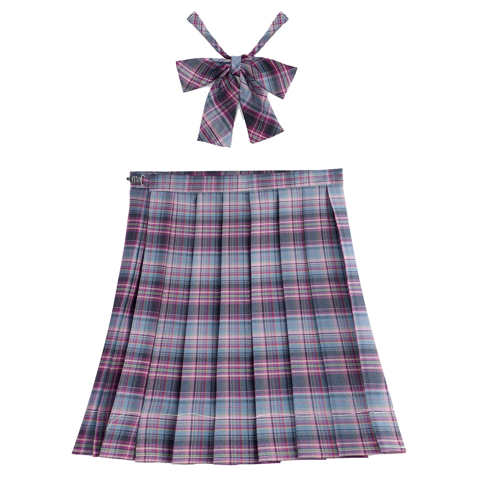 TiaoBug Falda Escocesa Plisada para Mujer Uniforme Escolar Colegio Disfraz Anime de Japones Coreano Falda Corta de Cuadros A-Line Talla Muy Grande