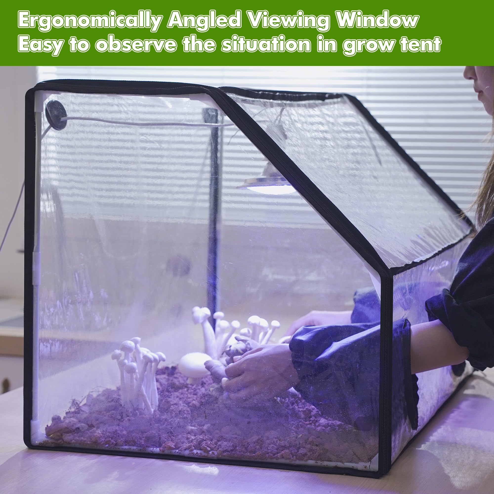 Meonum - Tienda de campaña de cultivo de hongos y kit de luz LED de crecimiento, 30 x 20 x 20 pulgadas, caja de aire fija grande, kit de cultivo de hongos micología, estaciones de propagación interior
