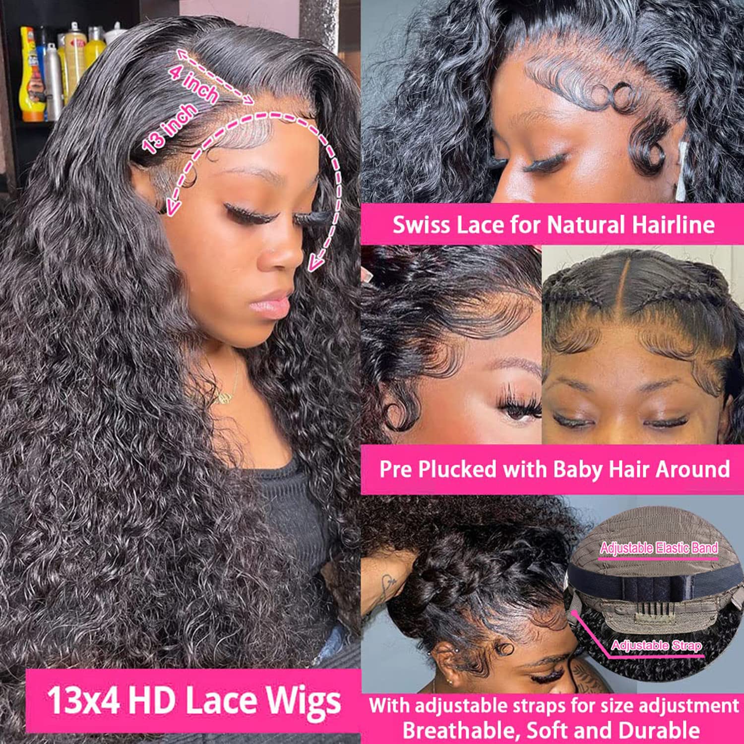 Kinkycurly Wig Human Hair Pre Plucked 13x4 Hd Lace Front Wigs with Baby Hair Curly Human Hair Wig Glueless Natural Color Kinky Curly Human Hair Wig 28 inch
