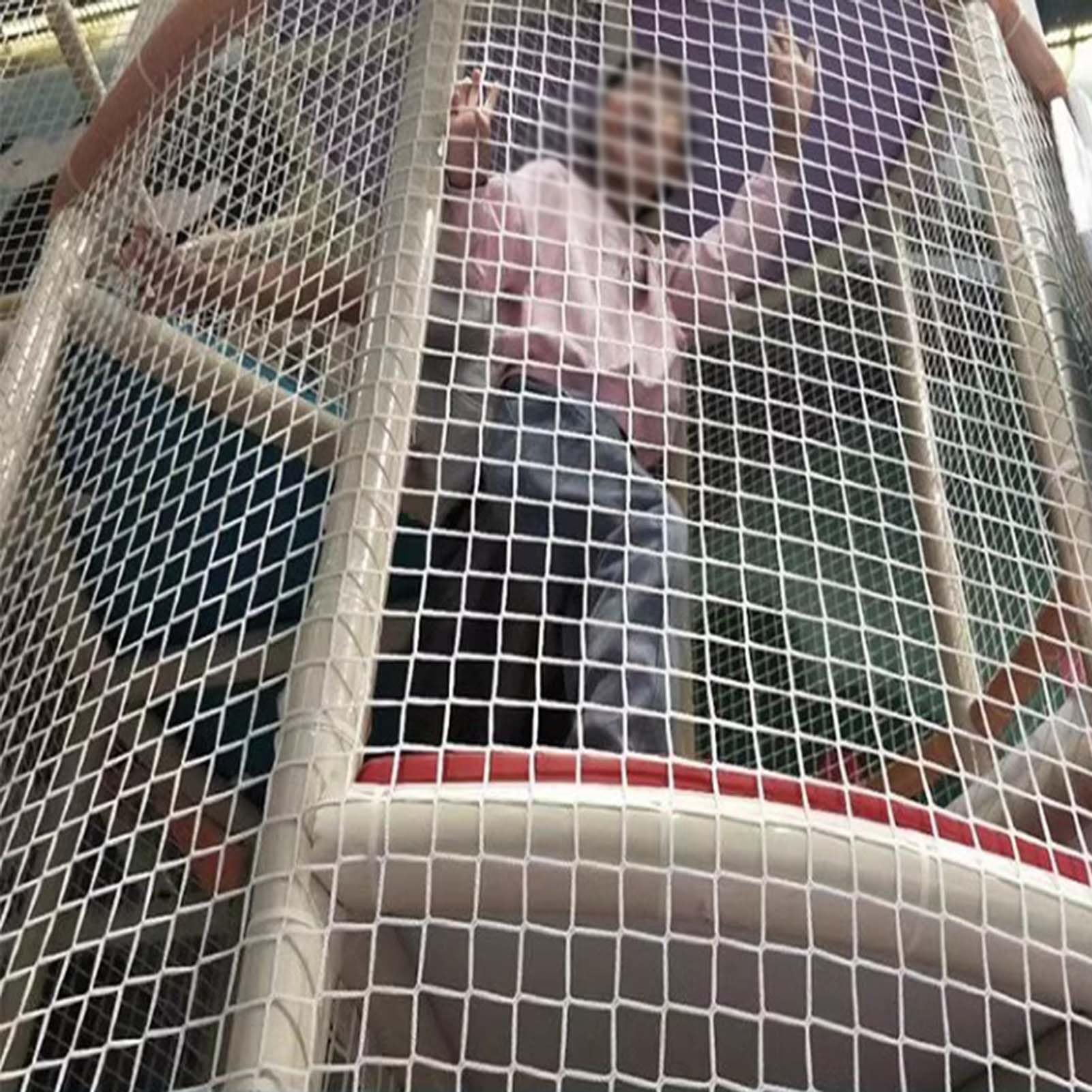 Rete da arrampicata all'aperto, rete di sicurezza in poliestere senza nodi da 5 cm, per bambini e animali domestici, 0,8 x 7 m, resistente corda per protezione e sicurezza