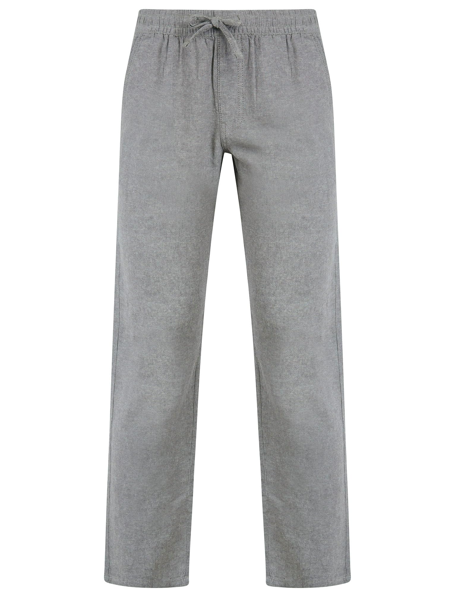 Tokyo Laundry Men's Renn Cotton Linen Comfort Fit Elasticated Waist Trousers Gray