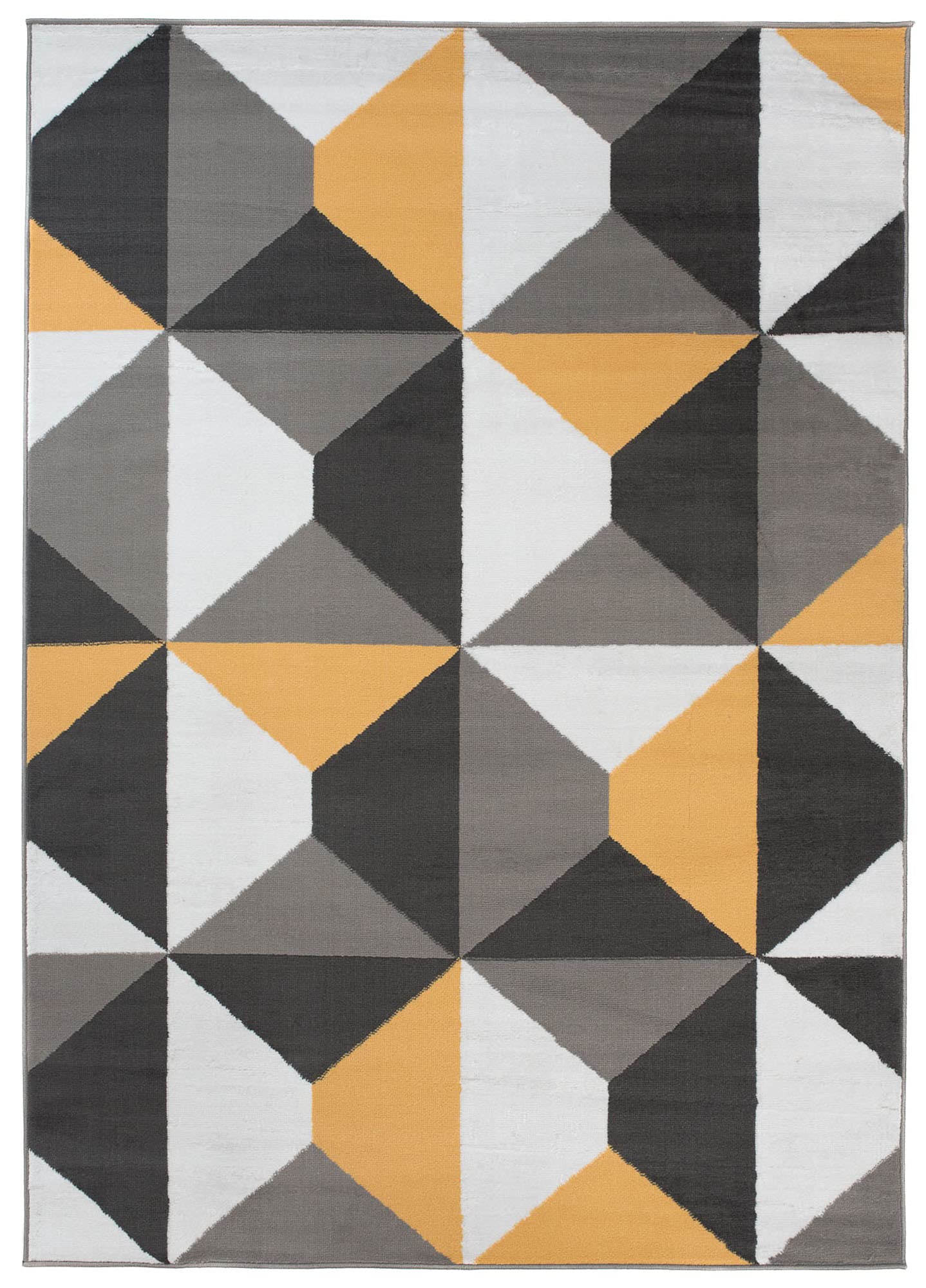 TAPISO Maya kolekcja dywan z krótkim włosiem, szary, biały, żółty, nowoczesny, geometryczny, czworokąty, figurki, design, do salonu, sypialni, biura, Ökotex 220 x 300 cm
