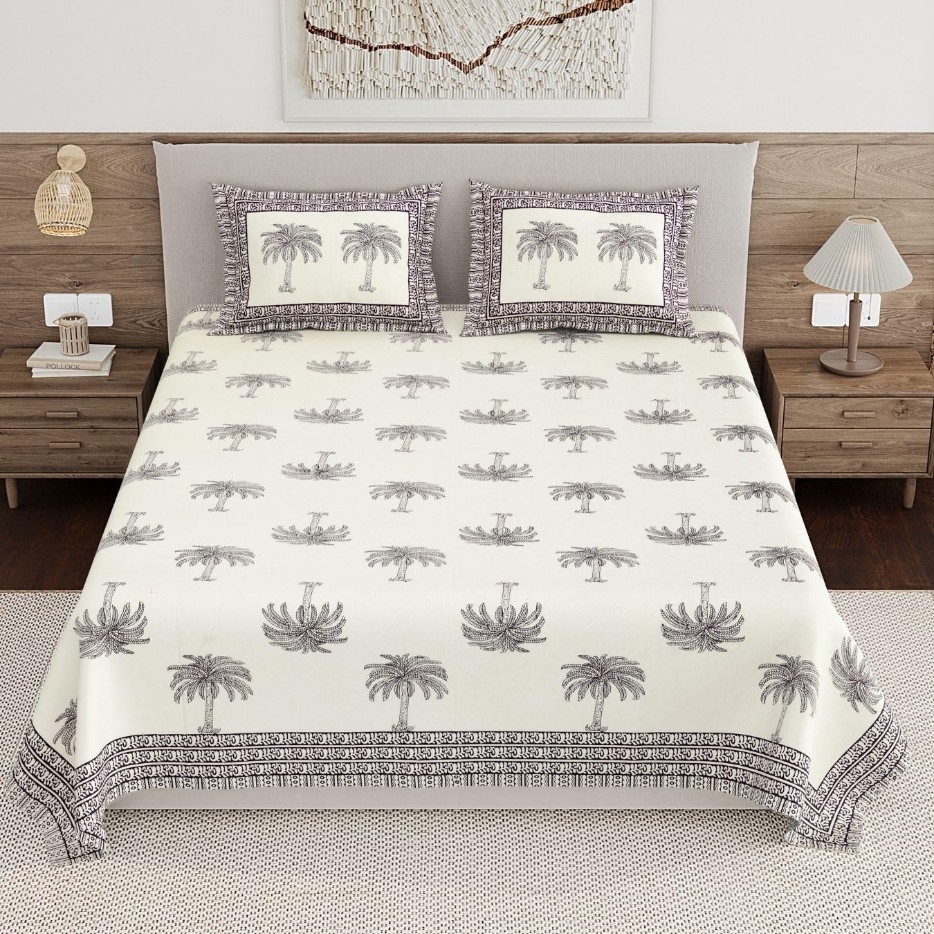 Living Roots Pure Cotton Bedsheets - Grey Paisley -17