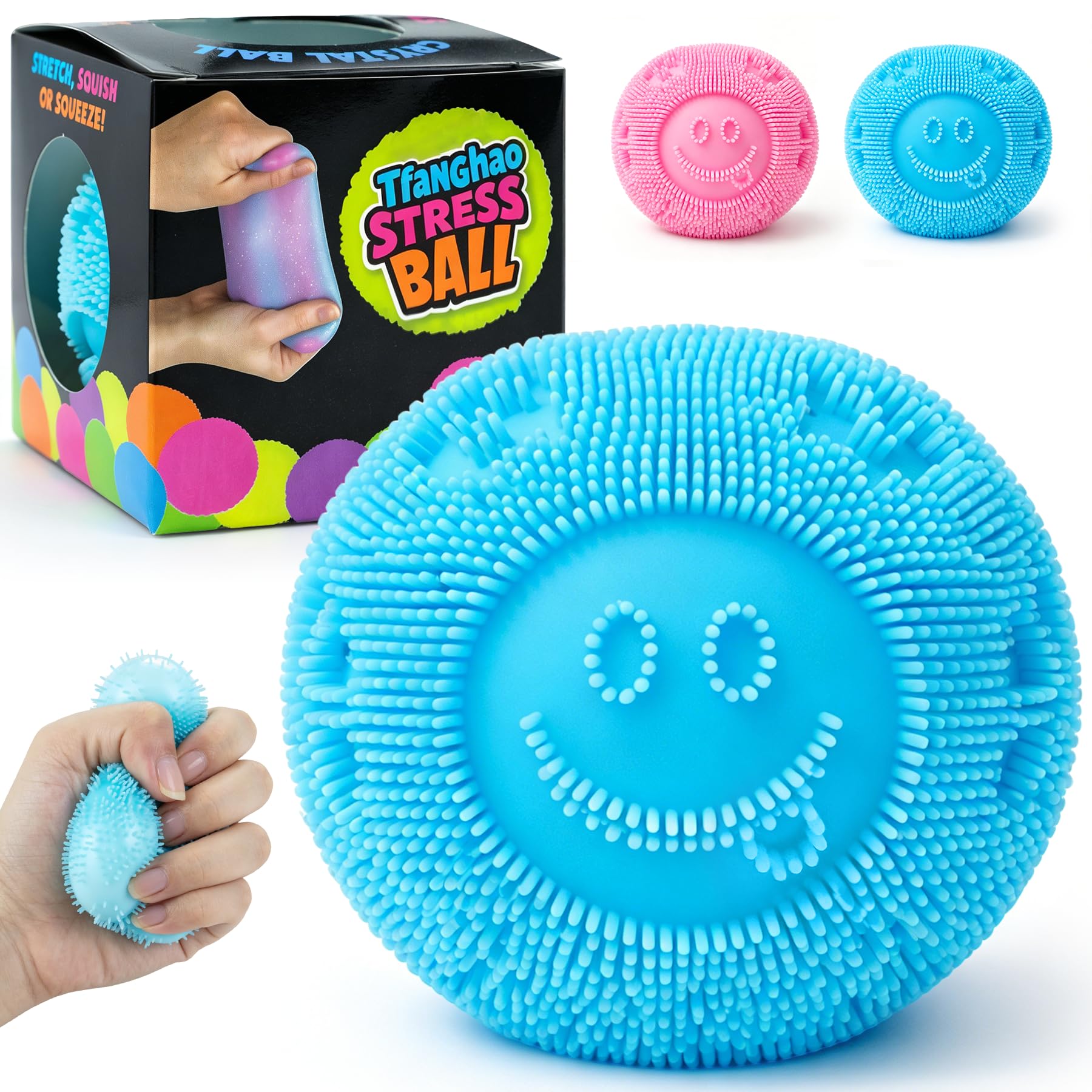 Photo 1 of Fuzz Ball Squishy Stress Ball,Fuzzball Squishy,Soft Fidget Toy for Anxiety Relief, Sensory Squishy Ball Calming Tactile Grip for Soft Stress Relief Ball for Kids and Adults (Blue)