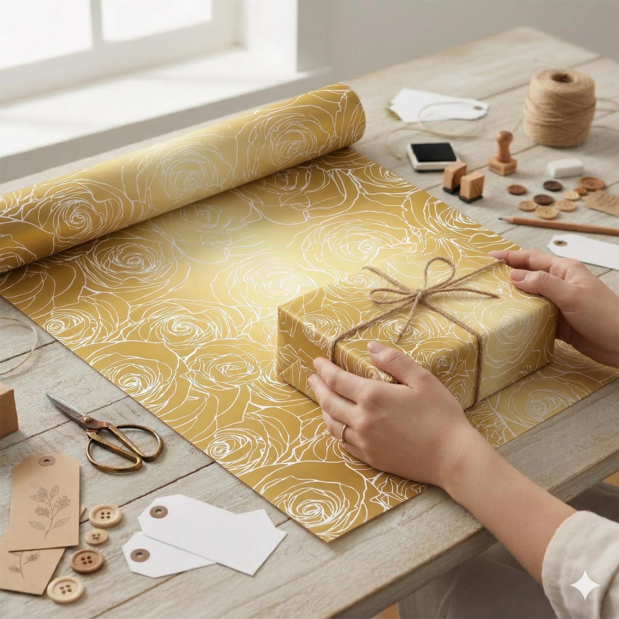 Rollo de Papel Regalo Rosa Estilo Oro 62cm x 80m Bobina Grande Resistente - Envolver Regalos Cumpleaños Baby Shower Bodas Tiendas Comercios - FP Fiesta Paper
