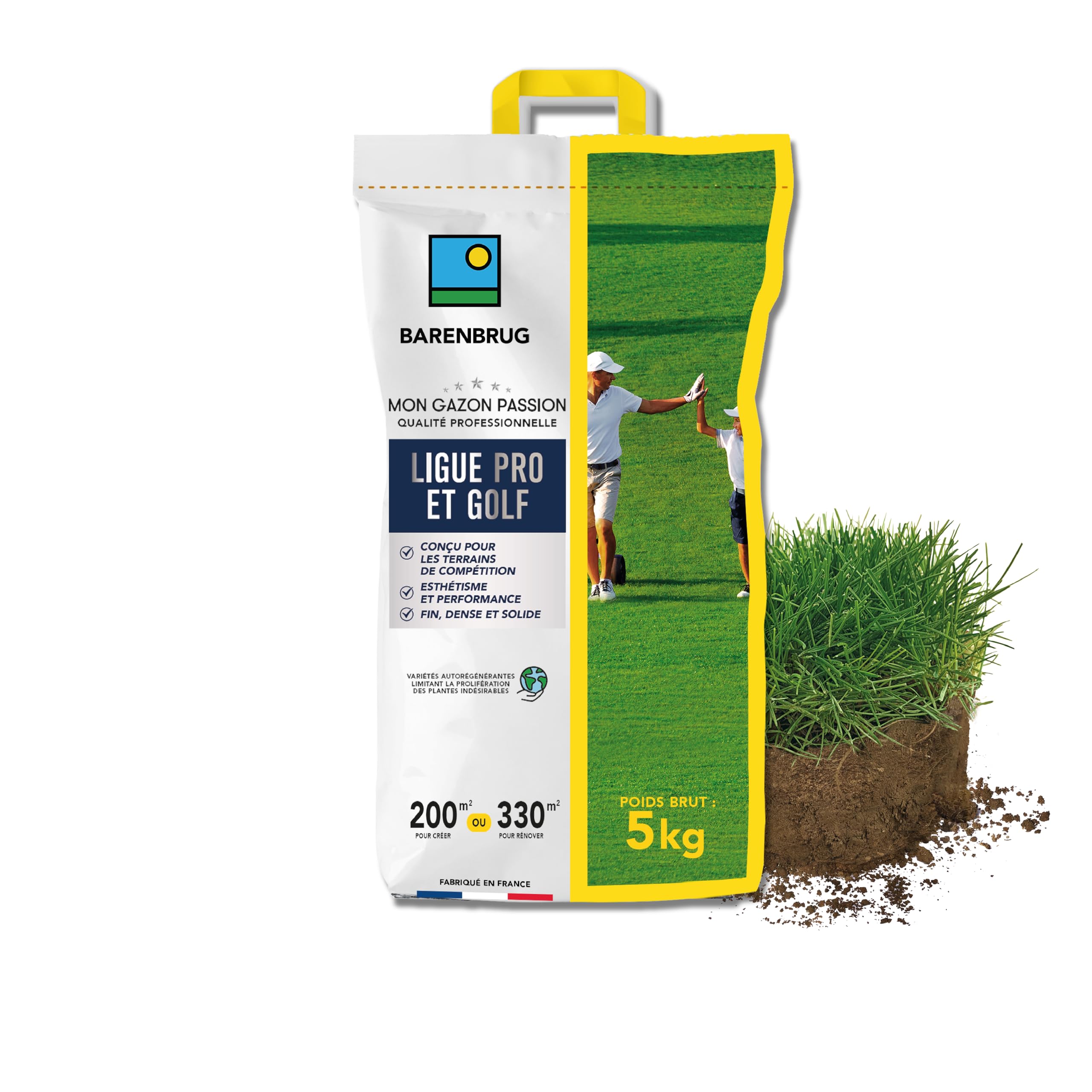 BARENBRUG - Césped Liga Pro y Golf - para Campos de Competición - Estética y Rendimiento - Fino, Denso y Resistente - Fabricado en Francia - 5Kg