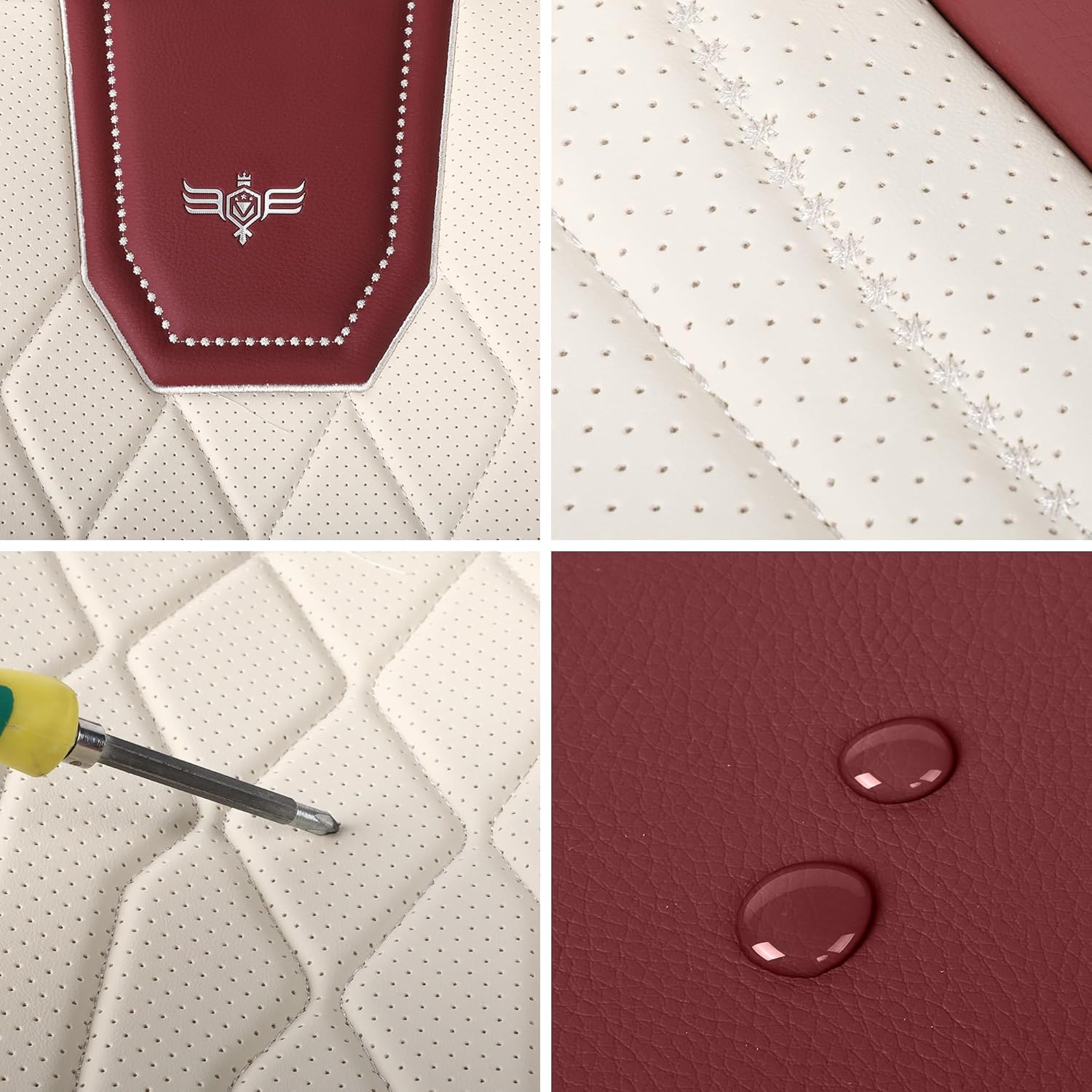 LINGVIDO Universal Faux Leather Car Seat Covers Full Set, 5 Pieces Universal Breathable Seat Protectors, Luxury Cushions for Most Vehicles SUVs