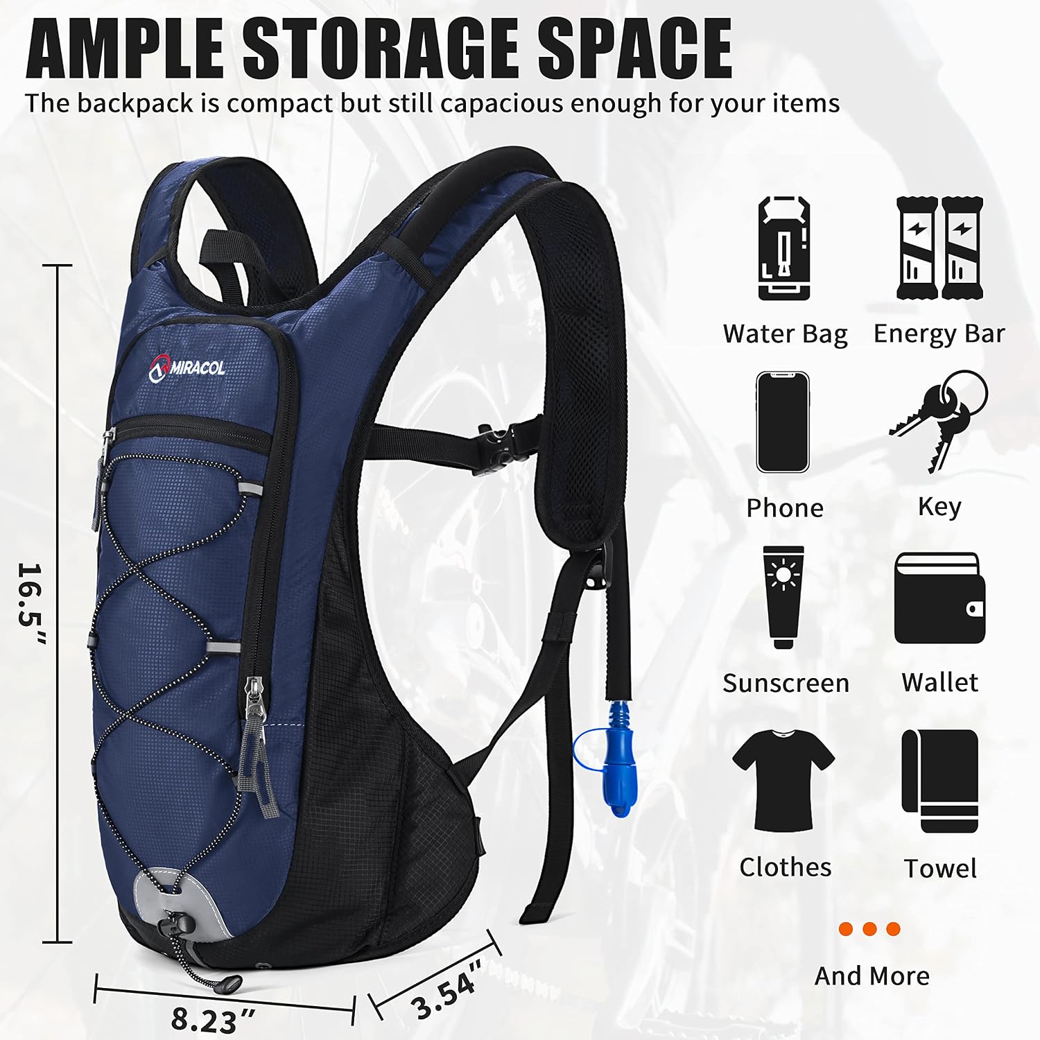 MIRACOL Hydration Pack Water Backpack - Water Pack with 2L Water Bladder - Hydration Backpack Hydropack for Running Biking Cycling Hiking Rave Festival