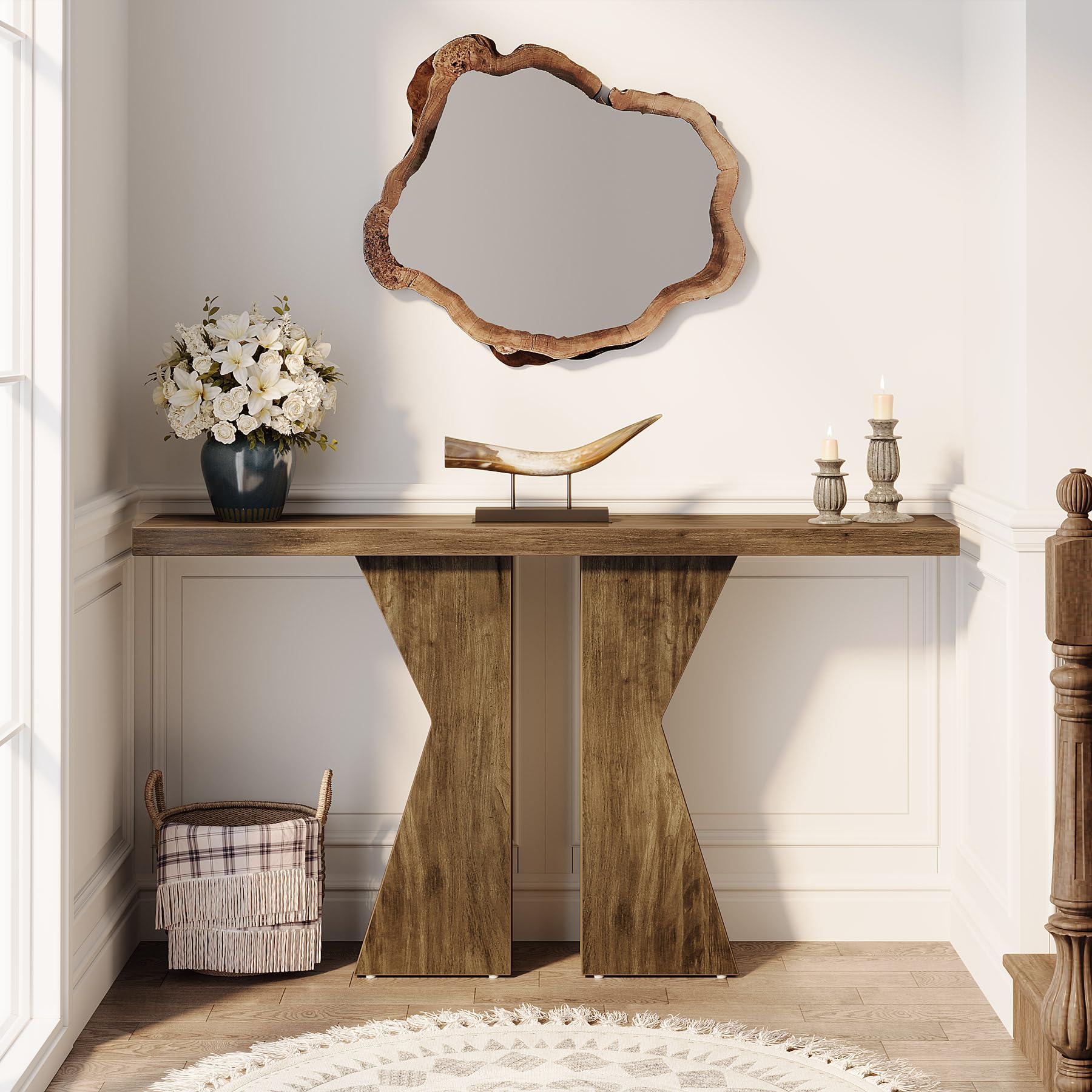 Consoletafel van Gehard Glas, Smalle Tafel, Banktafel, Smalle Bijzettafel Achter de Consoletafel van Gehard Glas, Smalle Tafel, Banktafel, Smalle Bijzettafel Achter de