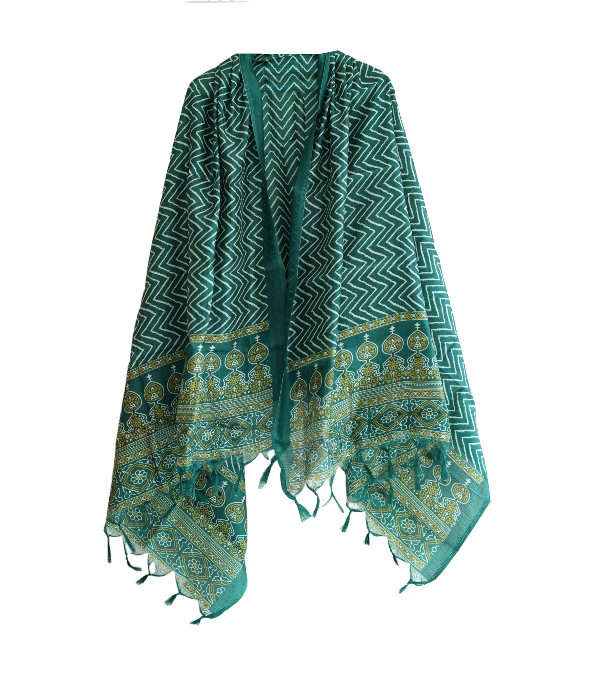 Spectra green Color Khadi Cotton Art silk Dupatta-image-34