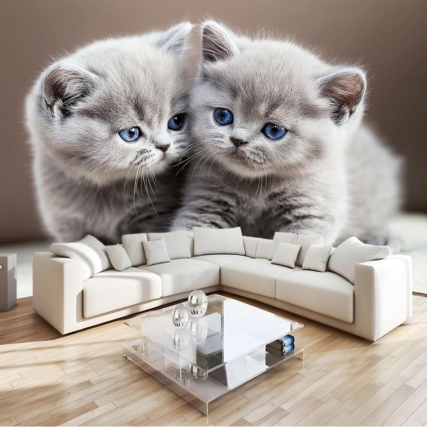 Papier peint chat 3D lavable en soie et poster mural XXL facile à poser