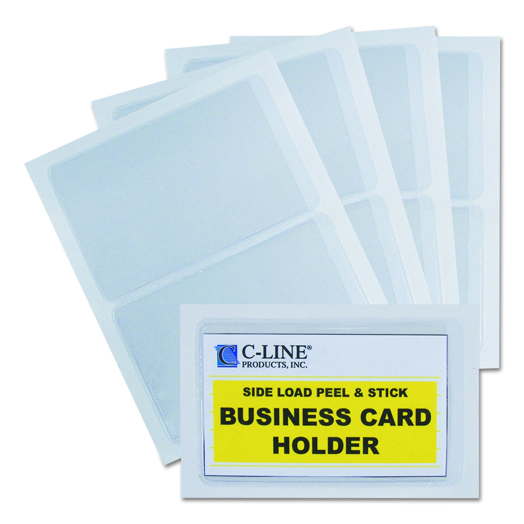 Amazon.com : C-Line Self-Adhesive Business Card Holders, Side Loading, 2" x  3-1/2", Clear, Pack of 10 (70238) : Transparent Business Card Protectors :  Office Products