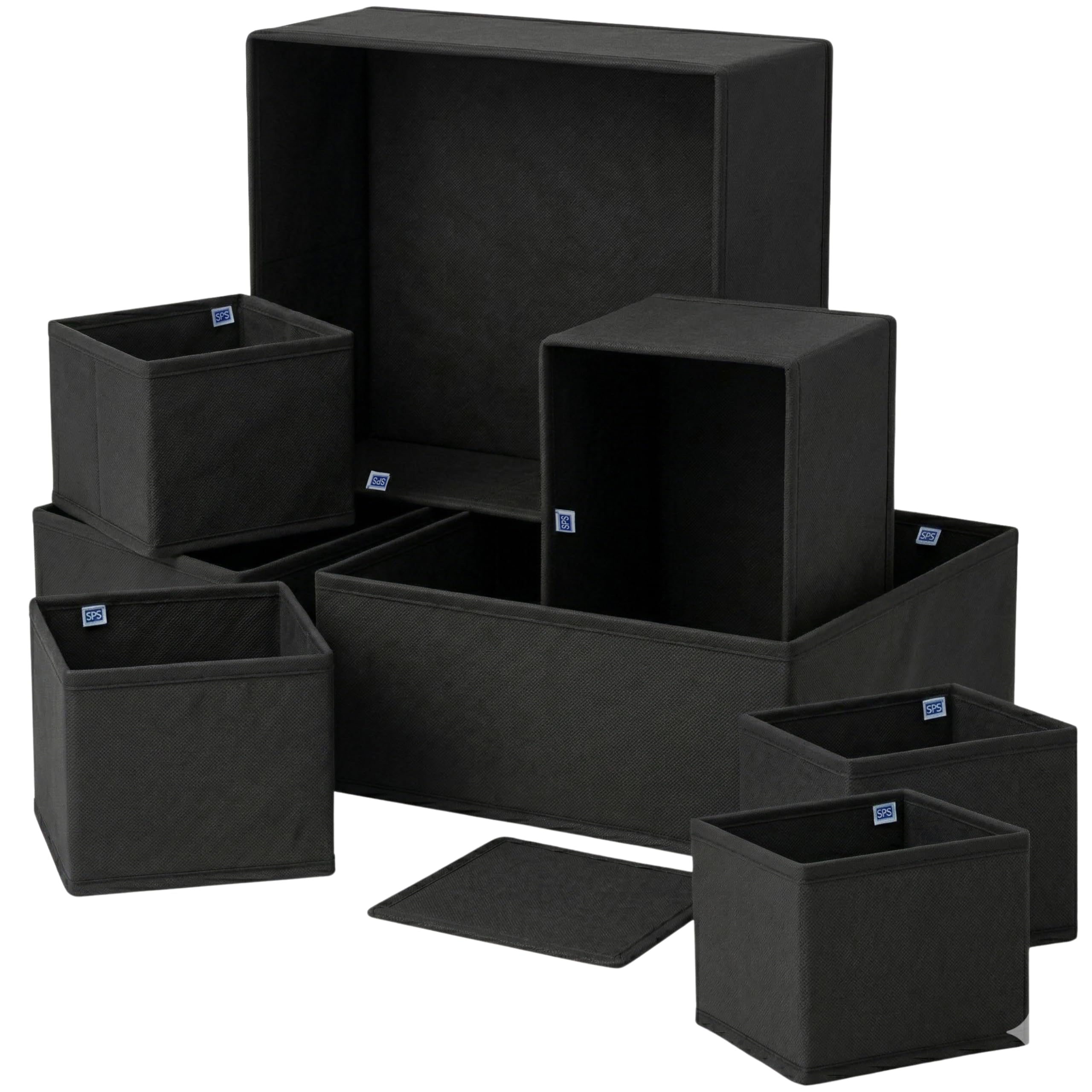 Skrill 8-Piece Foldable Cloth Storage Box Set | Odourless Cube Baskets, Bins & Dividers for Closet & Dresser Drawer Organization