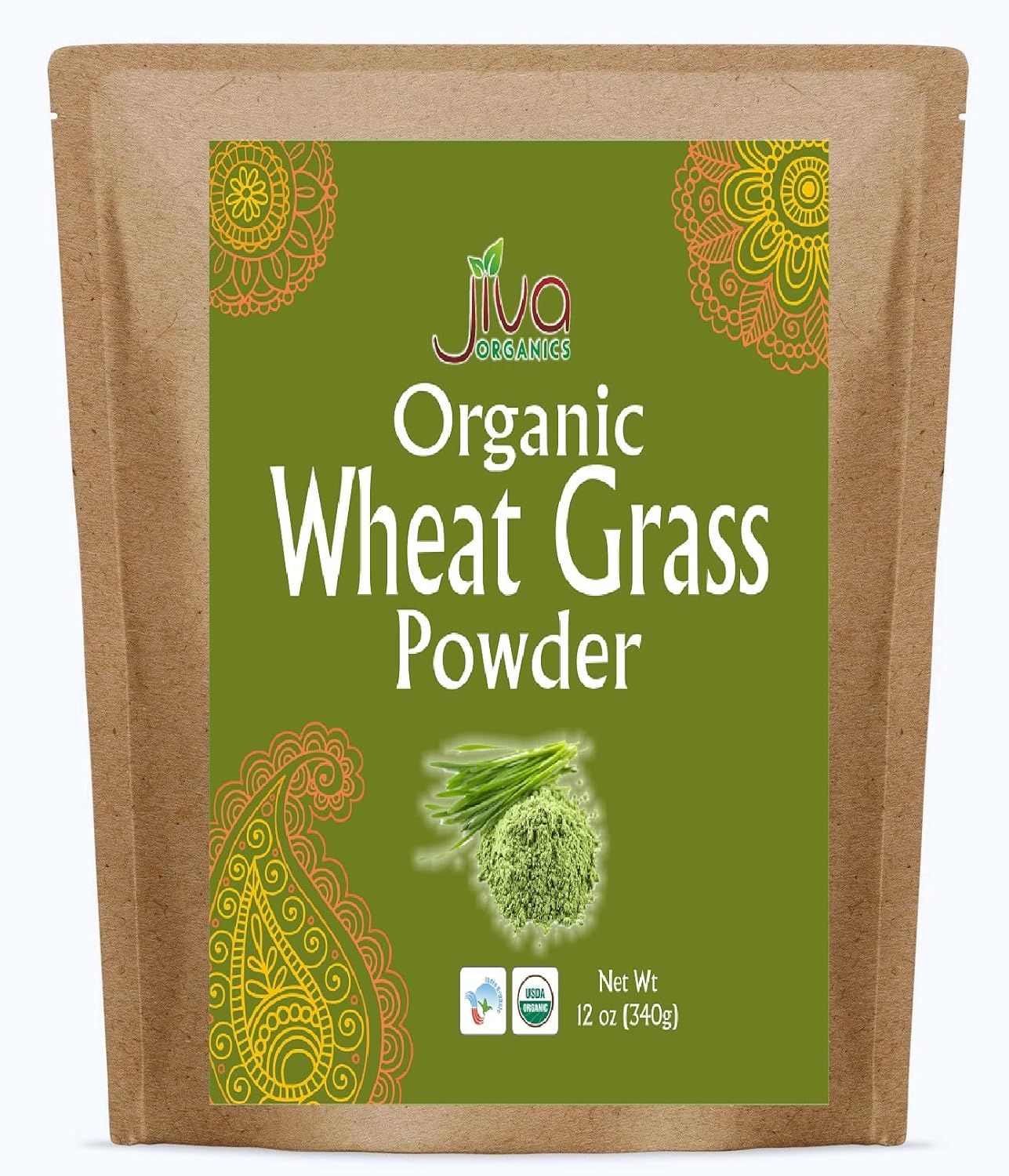 Jiva Organics Wheatgrass Juice Powder 12 Ounce Bulk Kraft