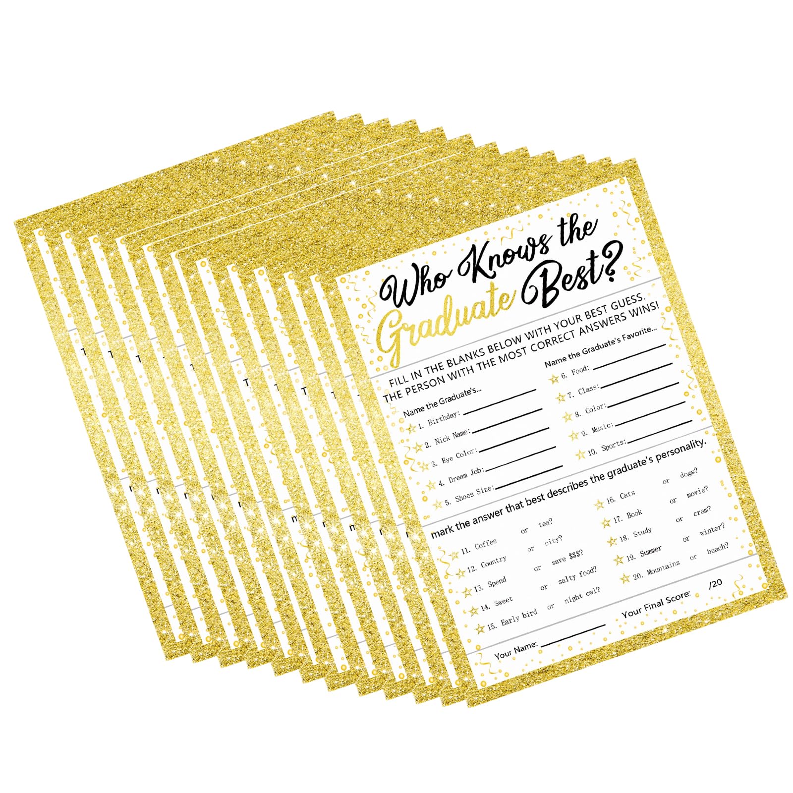 Cazstyk Multicolor Of 24 Graduation Theme Question Cards Perfect For School Event And Reunions Grad Celebration Supplies Graduation Party Contests